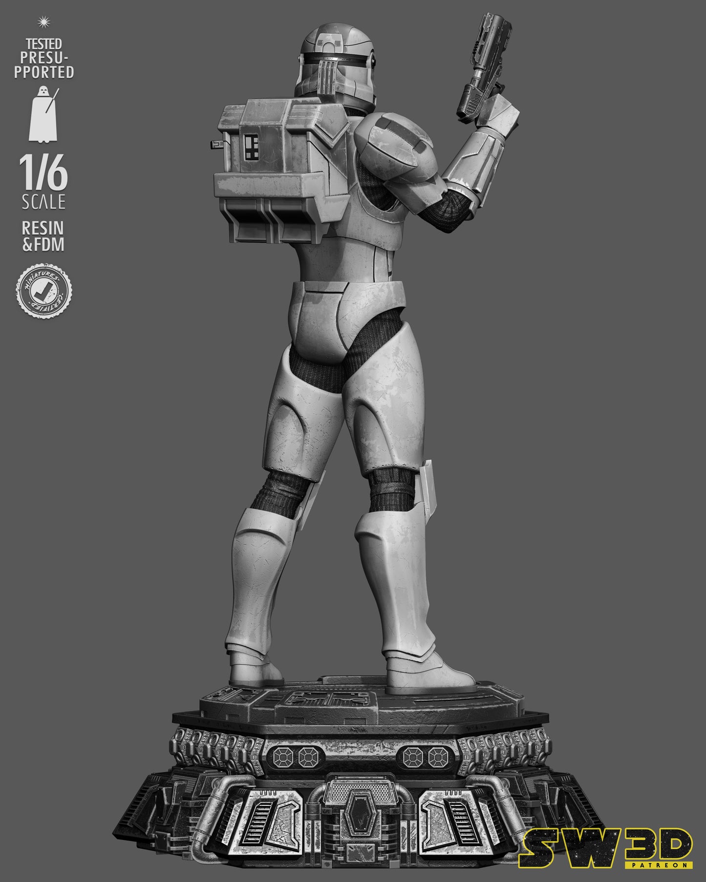 Clone Commando Boss Sculpture (75mm to 500mm) - Unassembled/Unpainted/3D Print