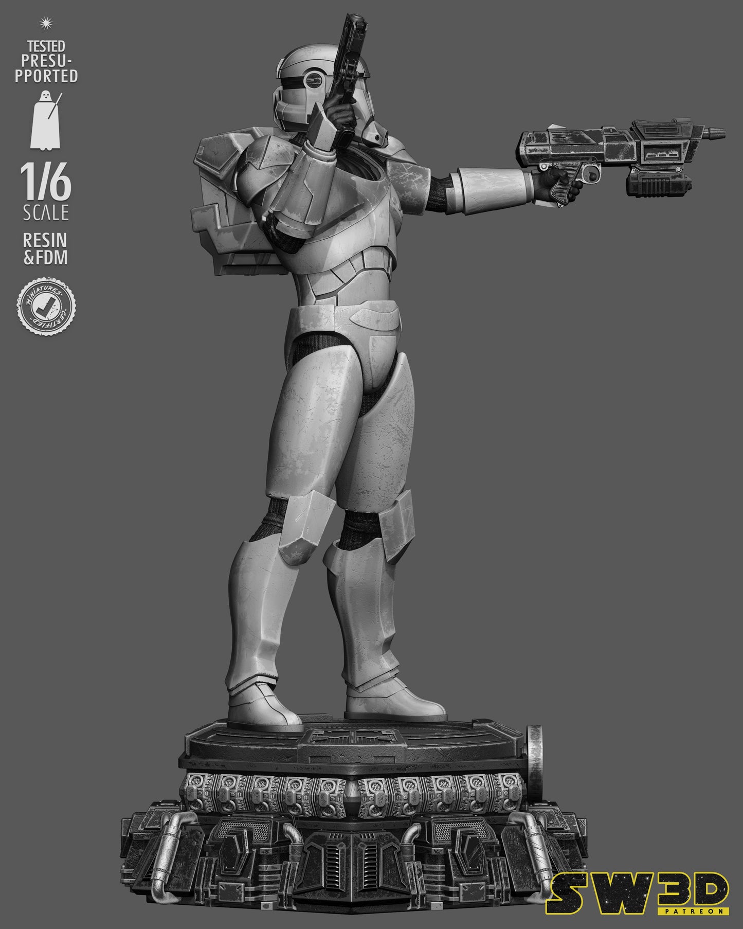 Clone Commando Boss Sculpture (75mm to 500mm) - Unassembled/Unpainted/3D Print