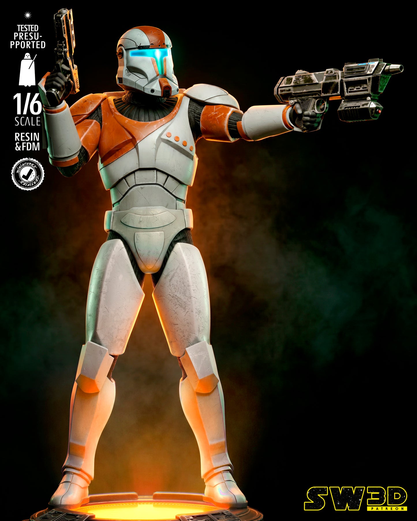 Clone Commando Boss Sculpture (75mm to 500mm) - Unassembled/Unpainted/3D Print