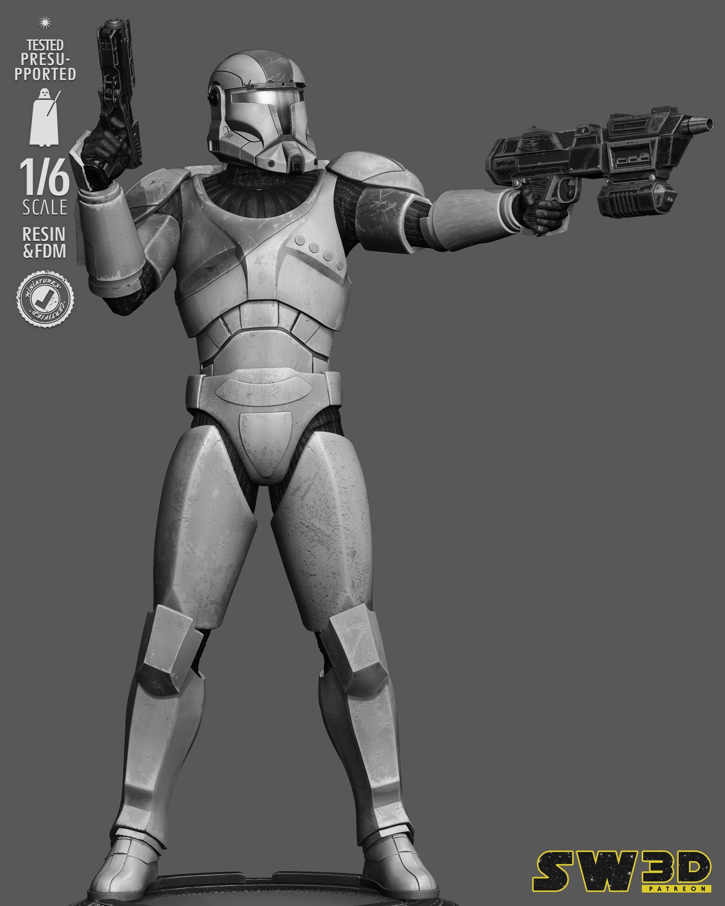 Clone Commando Boss Sculpture (75mm to 500mm) - Unassembled/Unpainted/3D Print