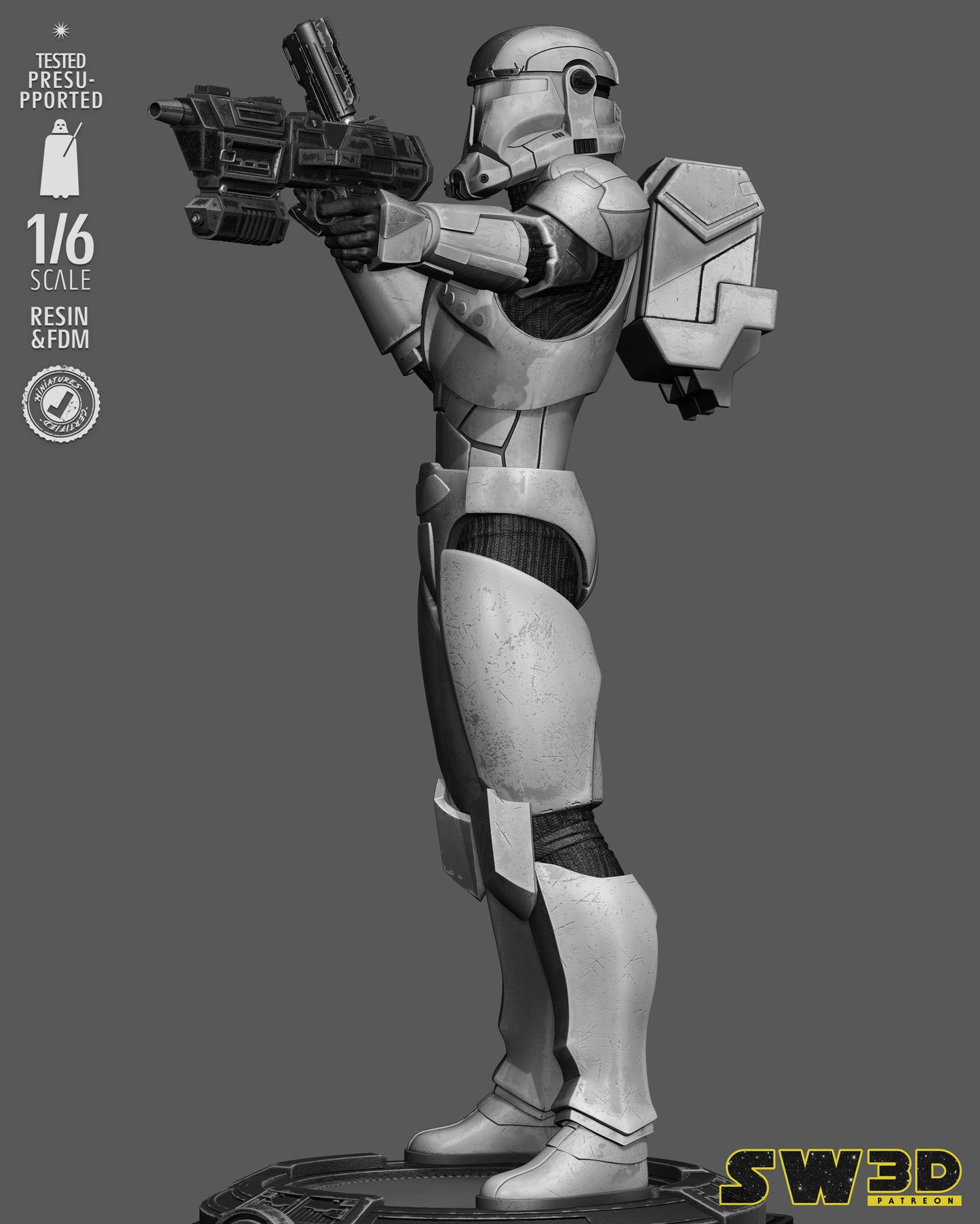 Clone Commando Boss Sculpture (75mm to 500mm) - Unassembled/Unpainted/3D Print