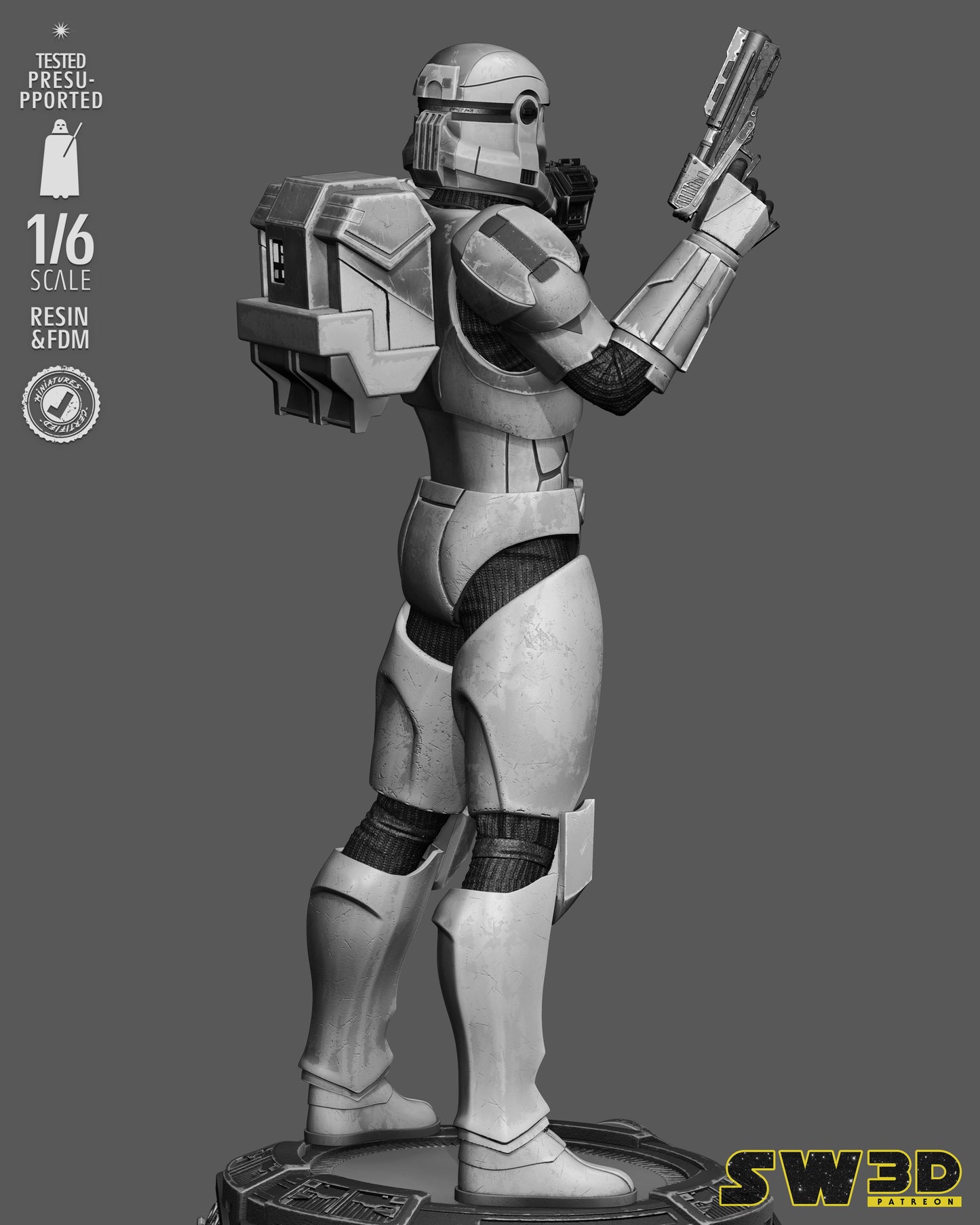 Clone Commando Boss Sculpture (75mm to 500mm) - Unassembled/Unpainted/3D Print