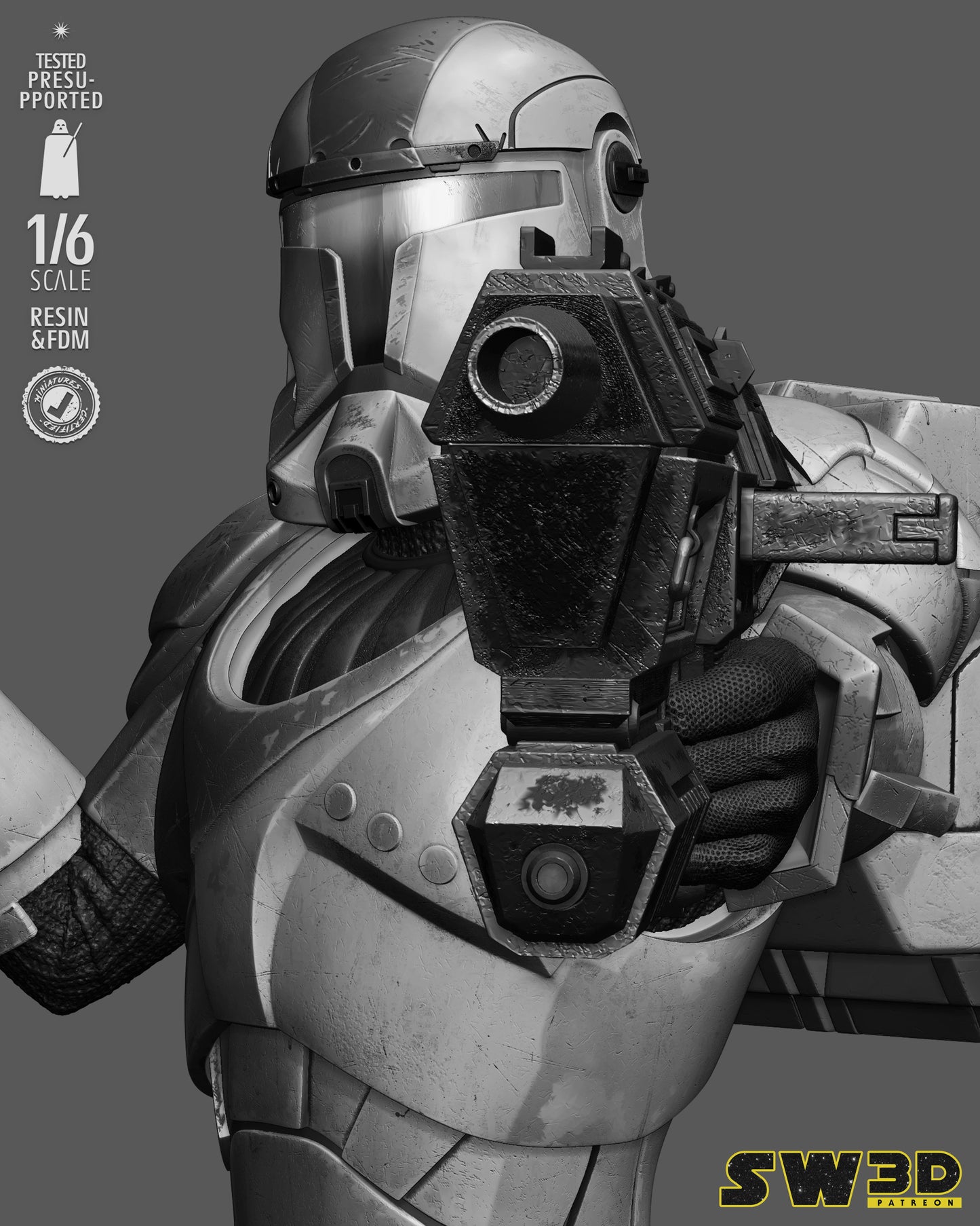 Clone Commando Boss Sculpture (75mm to 500mm) - Unassembled/Unpainted/3D Print