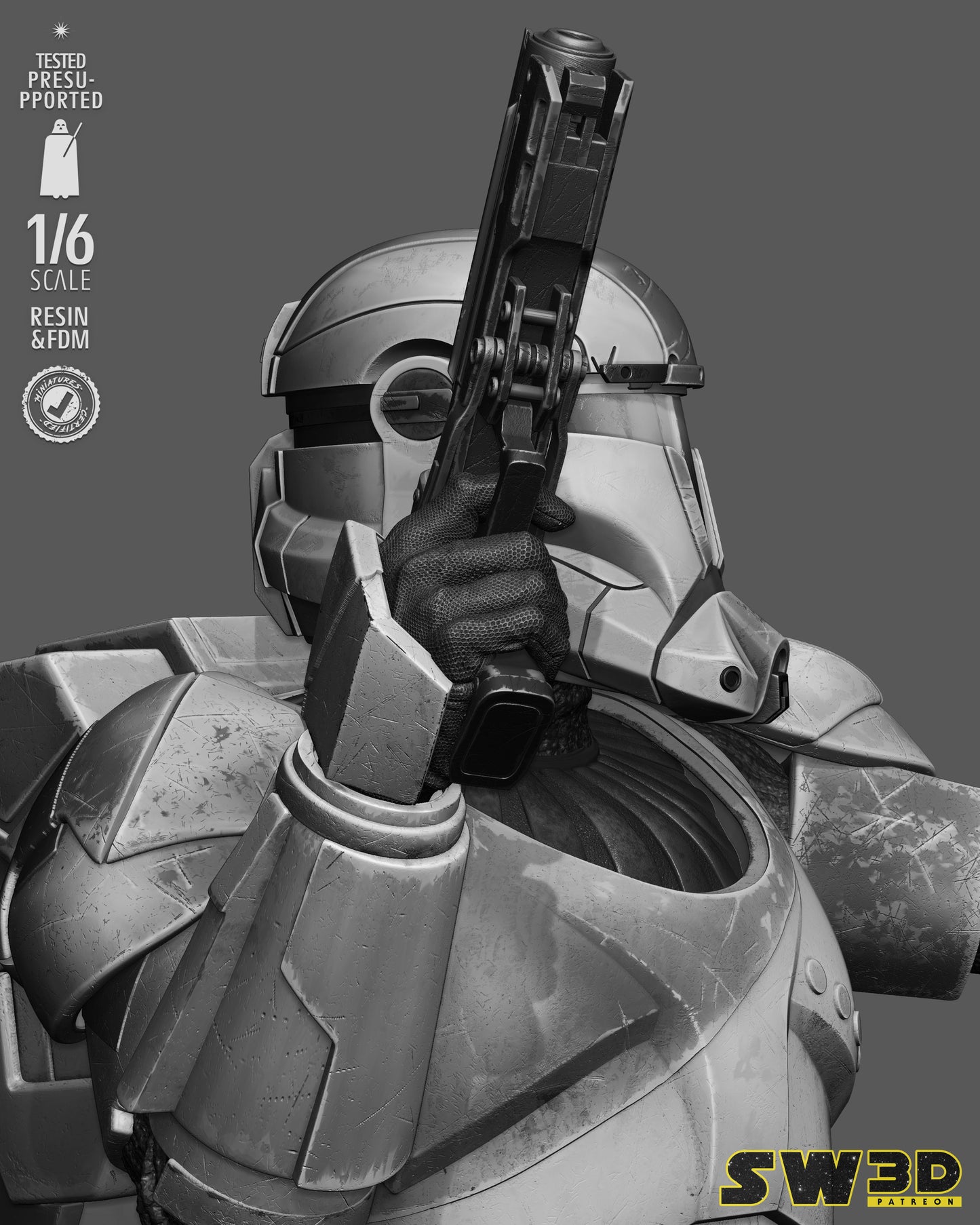 Clone Commando Boss Sculpture (75mm to 500mm) - Unassembled/Unpainted/3D Print