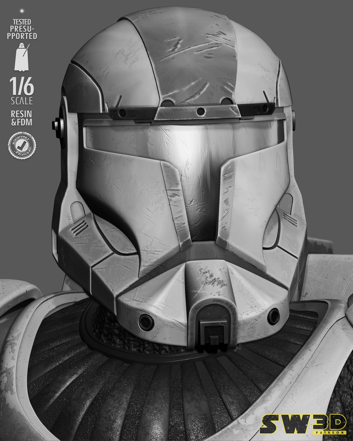 Clone Commando Boss Sculpture (75mm to 500mm) - Unassembled/Unpainted/3D Print