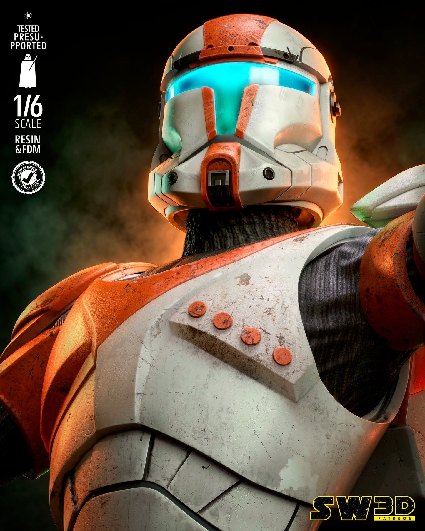 Clone Commando Boss Sculpture (75mm to 500mm) - Unassembled/Unpainted/3D Print