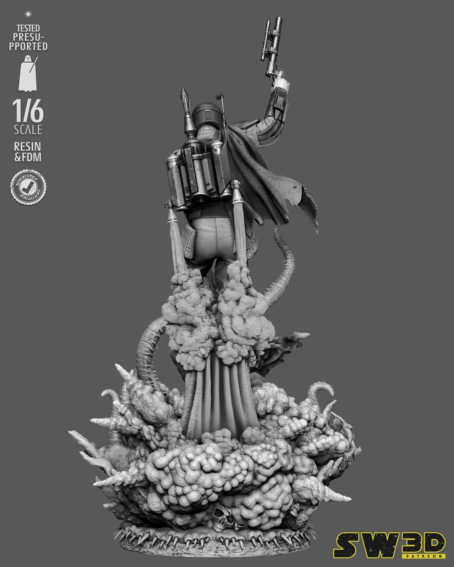 Boba Fett Sculpture (75mm to 500mm) - Unassembled/Unpainted/3D Print