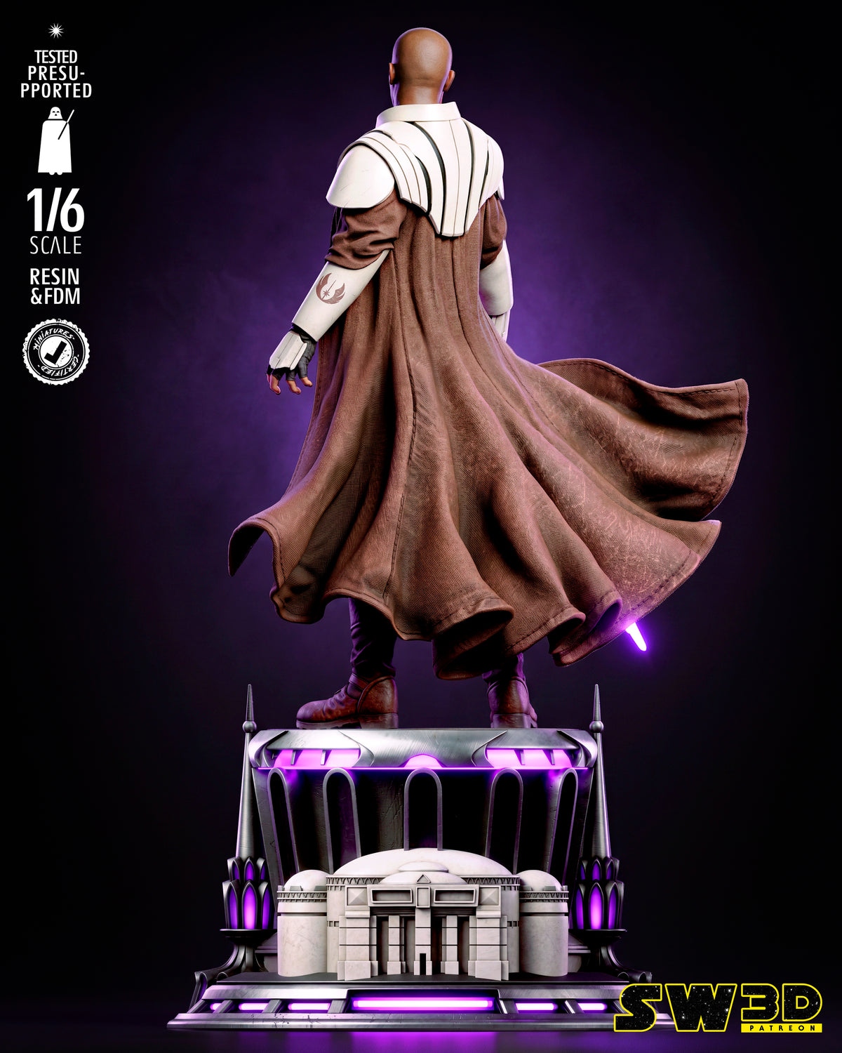 Mace Windu Sculpture (75mm to 500mm) - Unassembled/Unpainted/3D Print