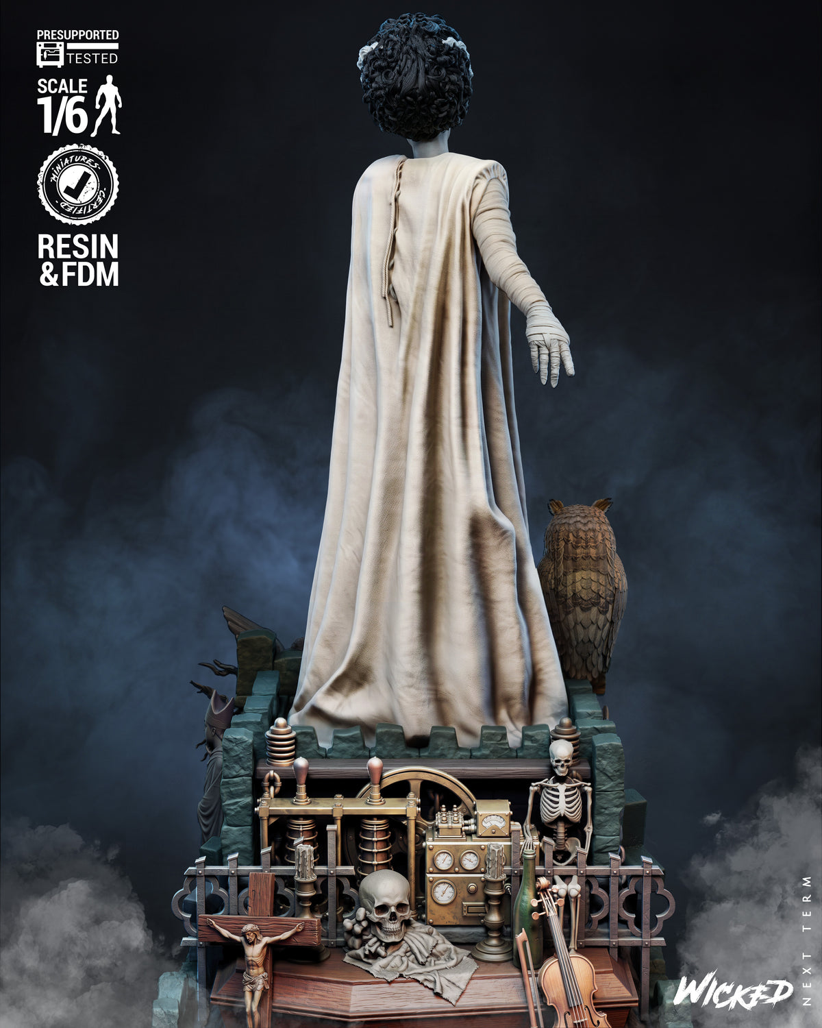 Bride of Frankenstein Sculpture (75mm to 500mm) - Unassembled/Unpainted/3D Print