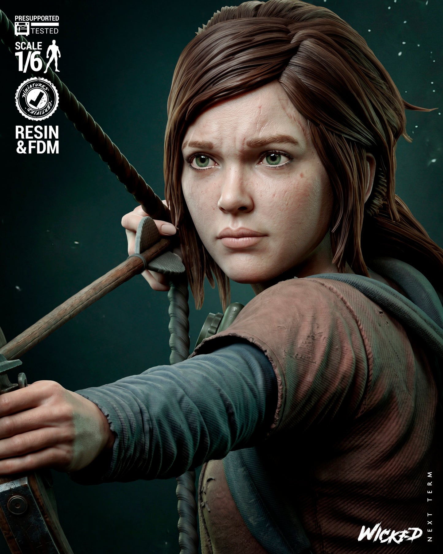 Ellie: The Last of US Sculpture (75mm to 500mm) - Unassembled/Unpainted/3D Print