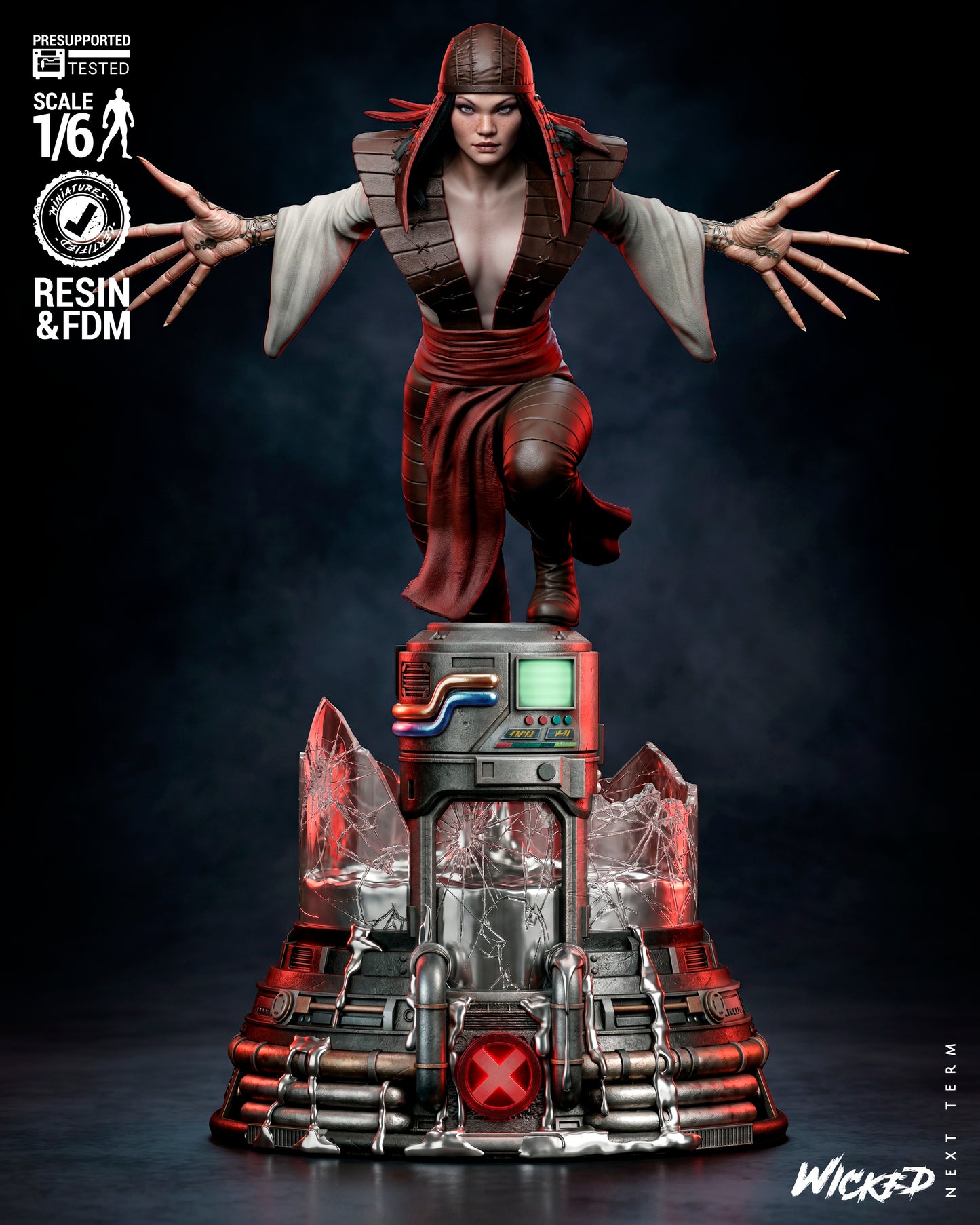 Lady Deathstrike Sculpture(75mm to 500mm) - Unassembled/Unpainted/3D Print