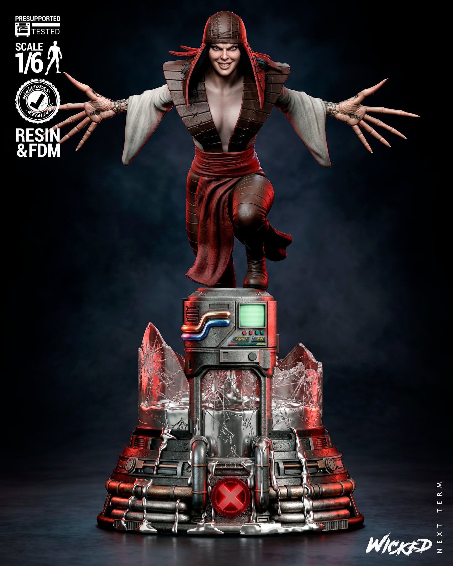 Lady Deathstrike Sculpture(75mm to 500mm) - Unassembled/Unpainted/3D Print