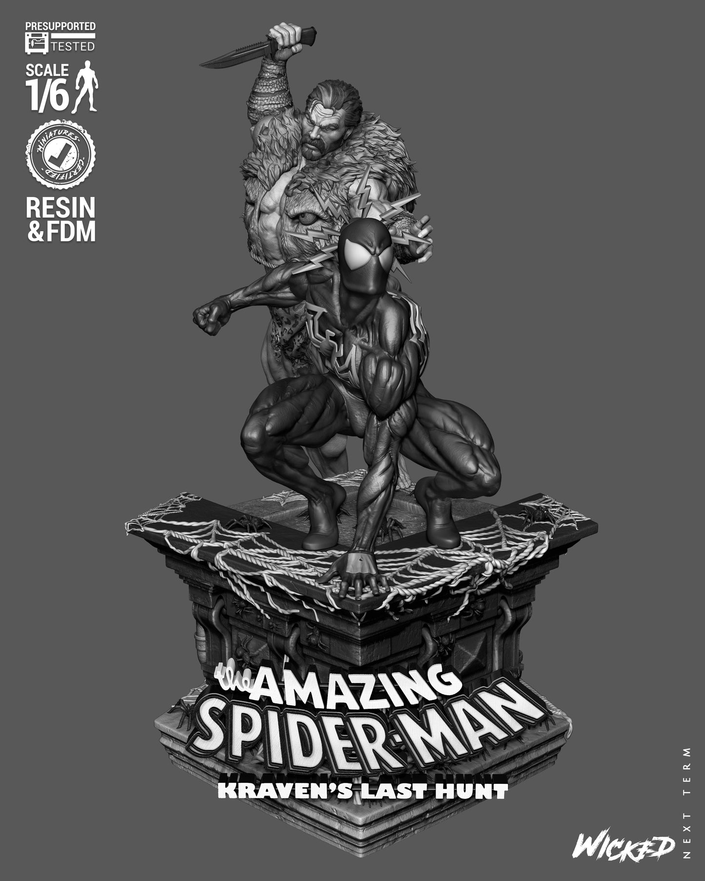 Kraven’s Last Hunt Diorama Sculpture (75mm to 500mm) - Unassembled/Unpainted/3D Print