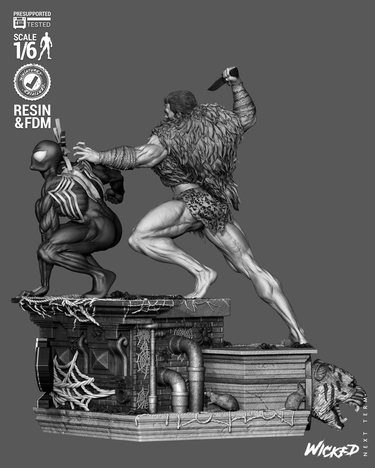 Kraven’s Last Hunt Diorama Sculpture (75mm to 500mm) - Unassembled/Unpainted/3D Print
