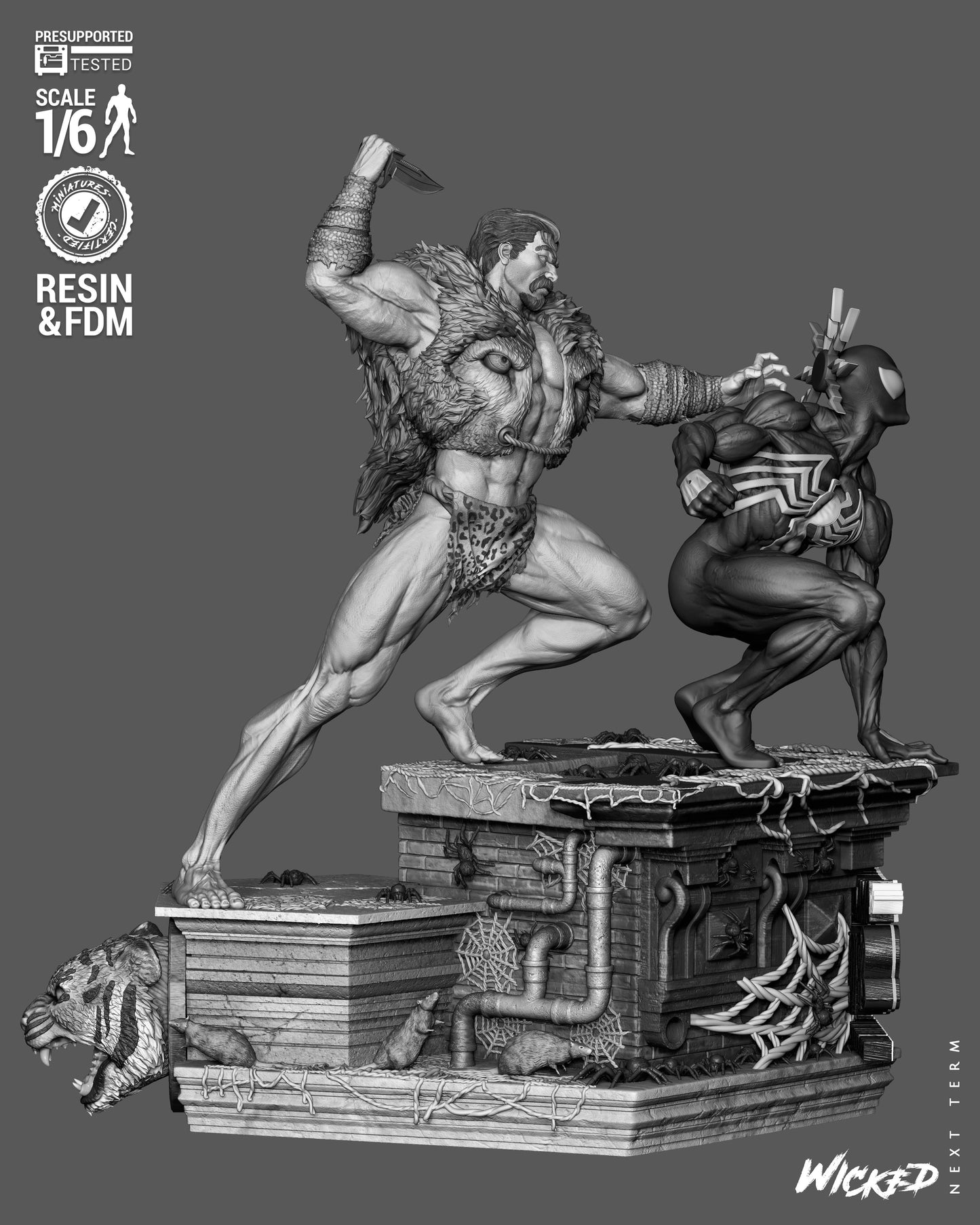 Kraven’s Last Hunt Diorama Sculpture (75mm to 500mm) - Unassembled/Unpainted/3D Print