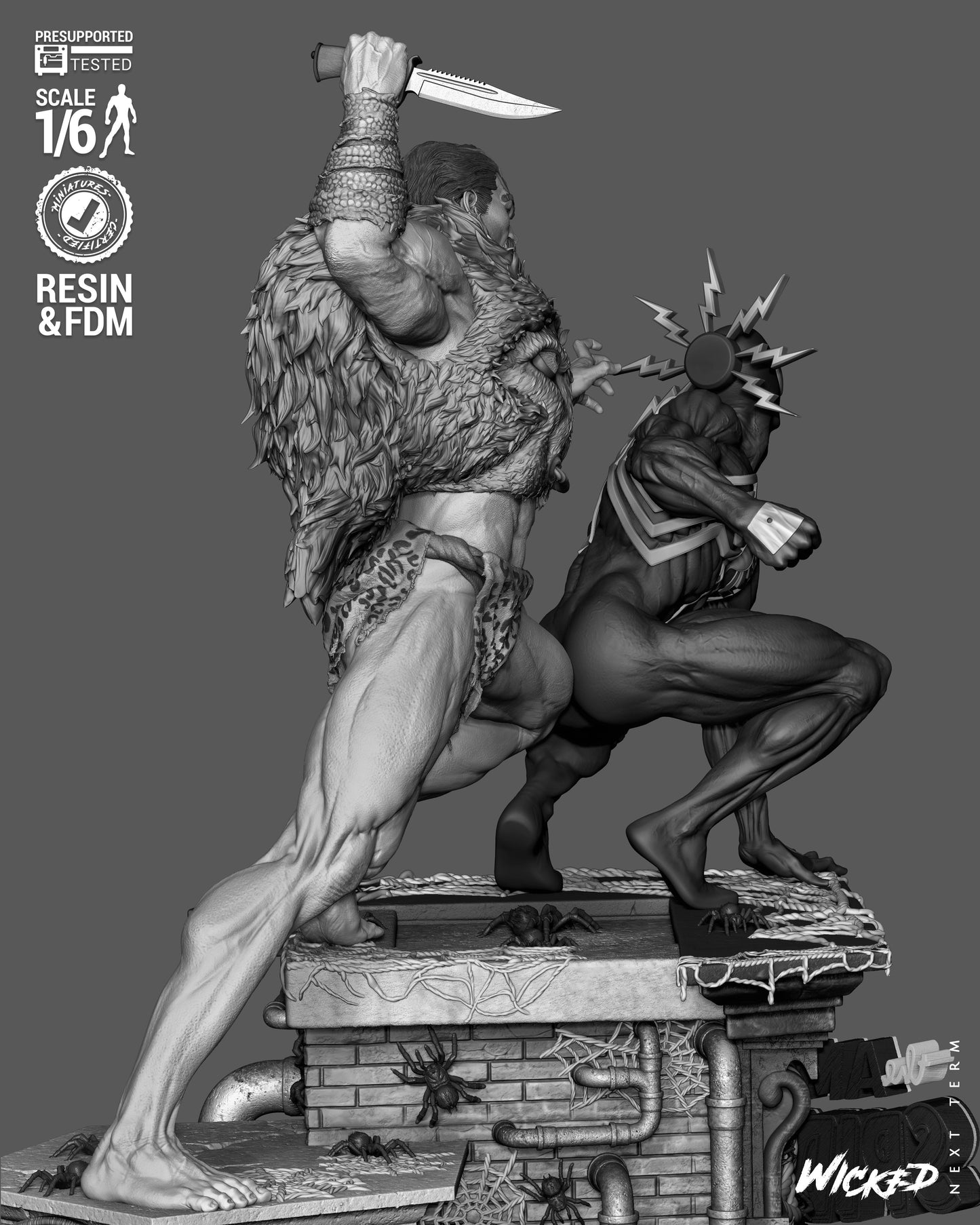 Kraven’s Last Hunt Diorama Sculpture (75mm to 500mm) - Unassembled/Unpainted/3D Print
