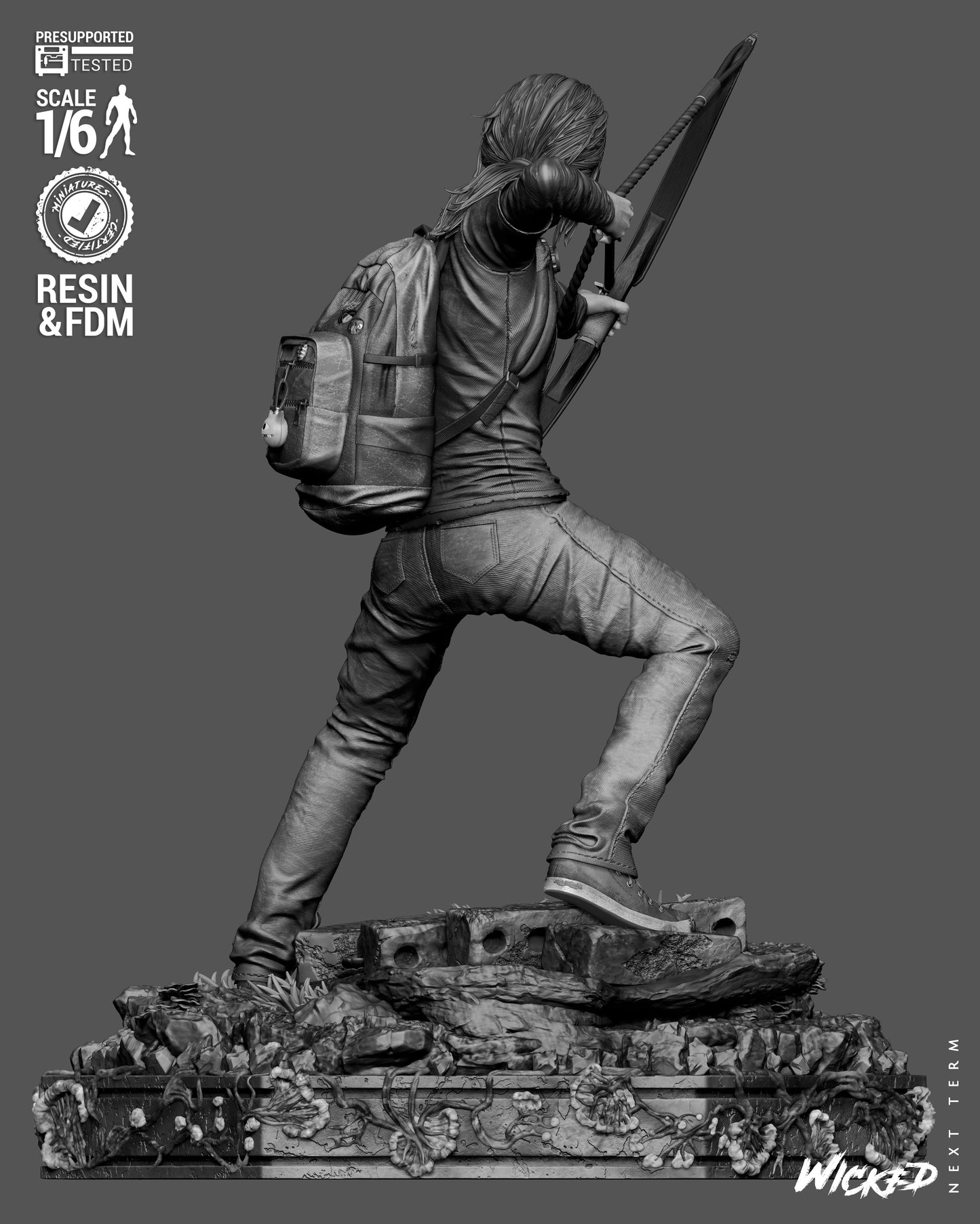 Ellie: The Last of US Sculpture (75mm to 500mm) - Unassembled/Unpainted/3D Print