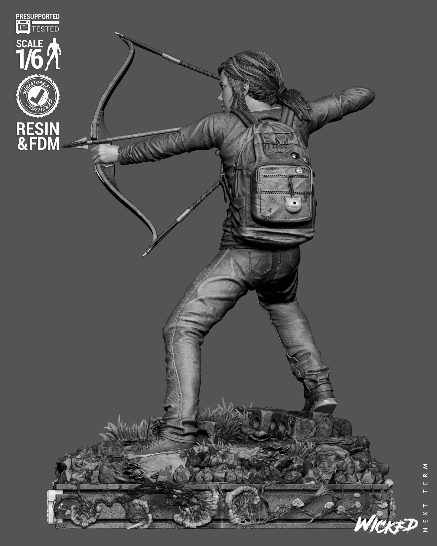 Ellie: The Last of US Sculpture (75mm to 500mm) - Unassembled/Unpainted/3D Print