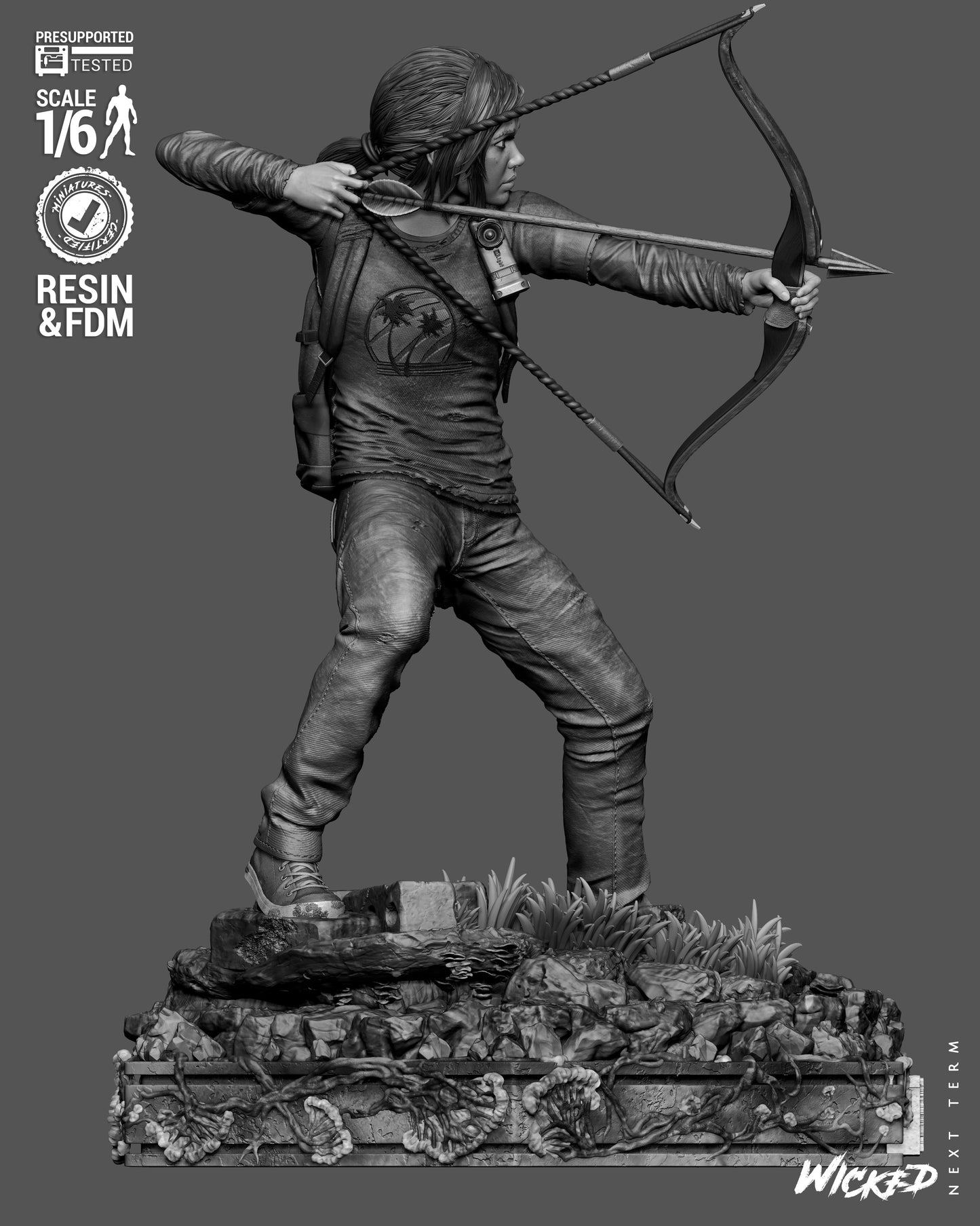 Ellie: The Last of US Sculpture (75mm to 500mm) - Unassembled/Unpainted/3D Print