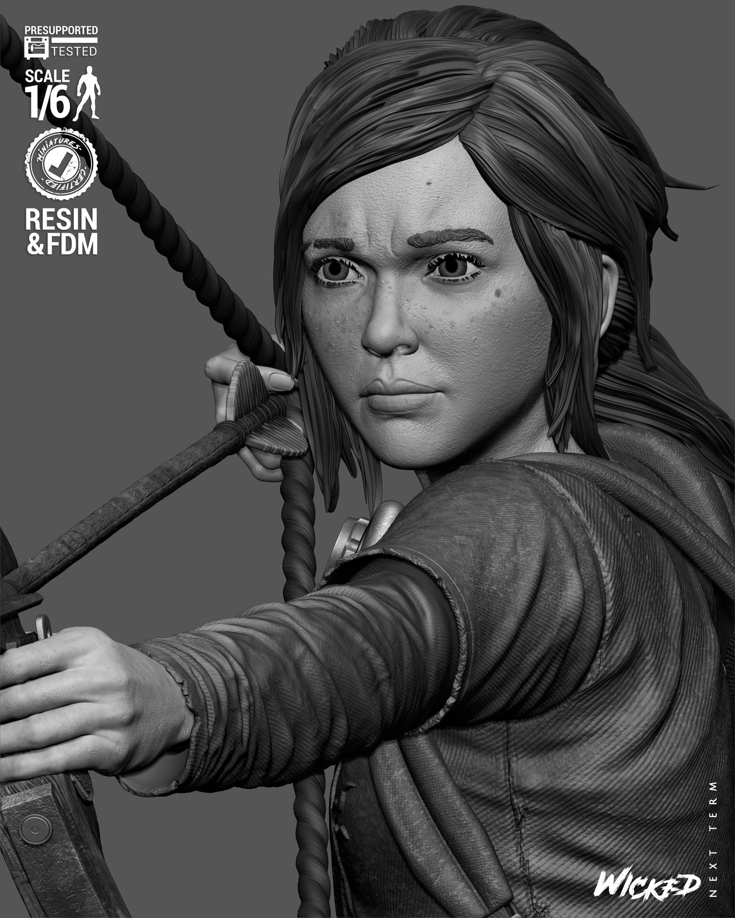 Ellie: The Last of US Sculpture (75mm to 500mm) - Unassembled/Unpainted/3D Print