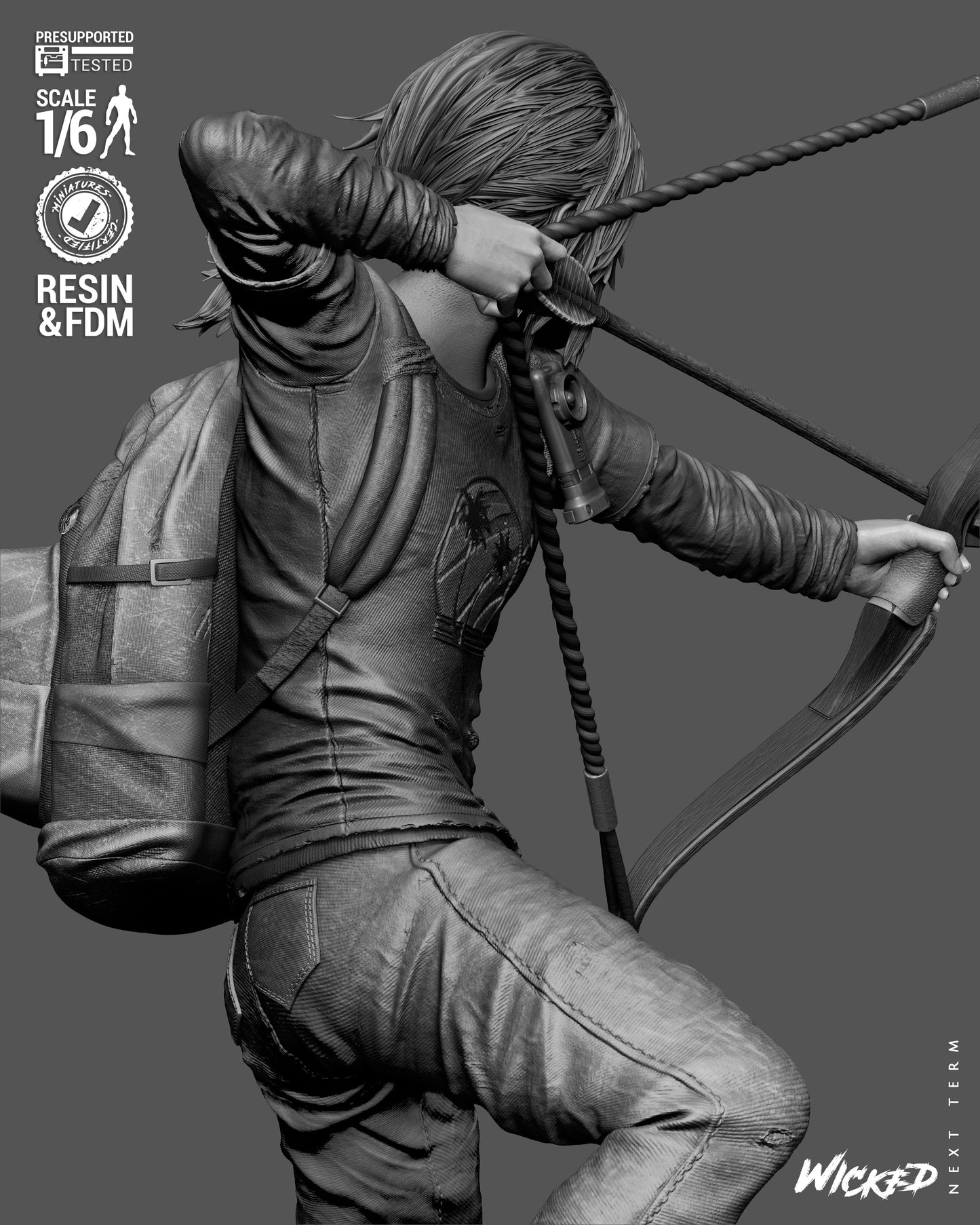 Ellie: The Last of US Sculpture (75mm to 500mm) - Unassembled/Unpainted/3D Print