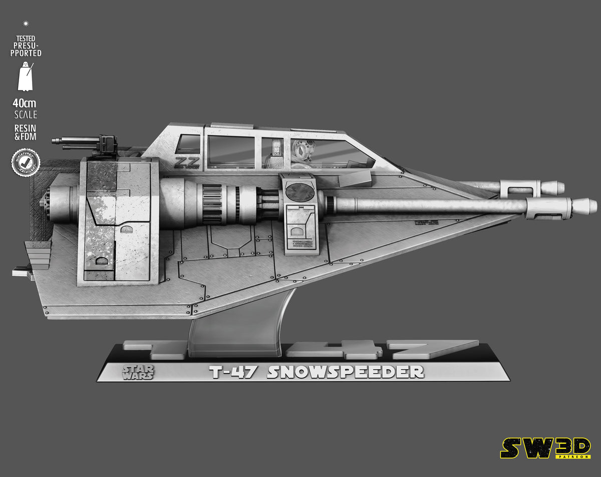 T-47 Snowspeeder Sculpture (75mm to 500mm) - Unassembled/Unpainted/3D Print