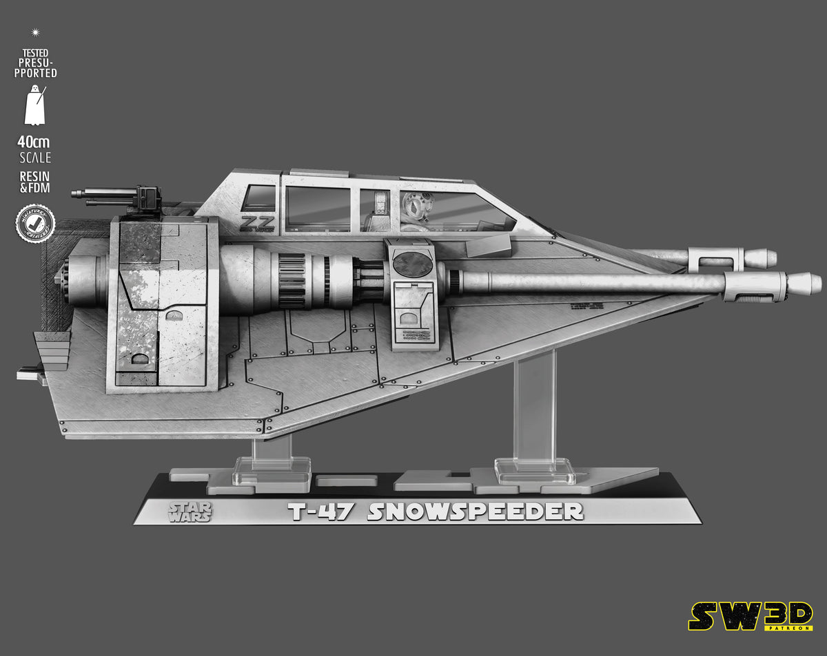 T-47 Snowspeeder Sculpture (75mm to 500mm) - Unassembled/Unpainted/3D Print
