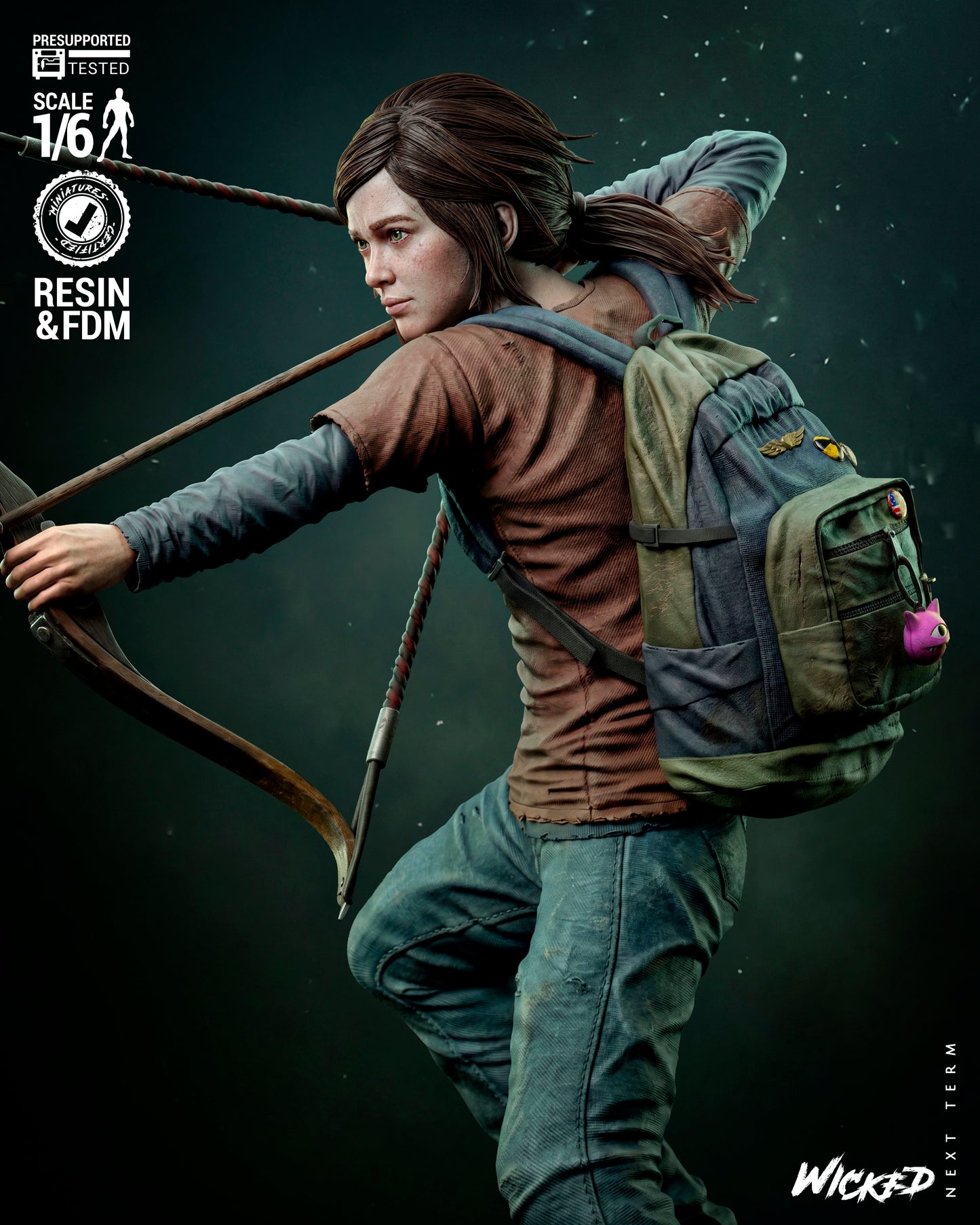 Ellie: The Last of US Sculpture (75mm to 500mm) - Unassembled/Unpainted/3D Print