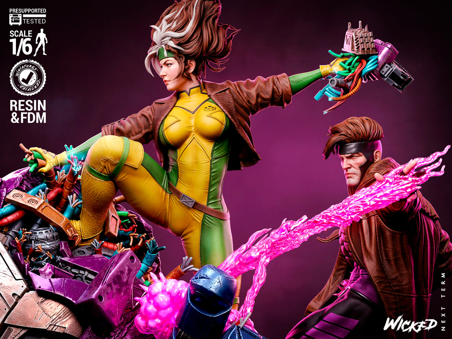 Rogue & Gambit Diorama (75mm to 500mm) - Unassembled/Unpainted/3D Print
