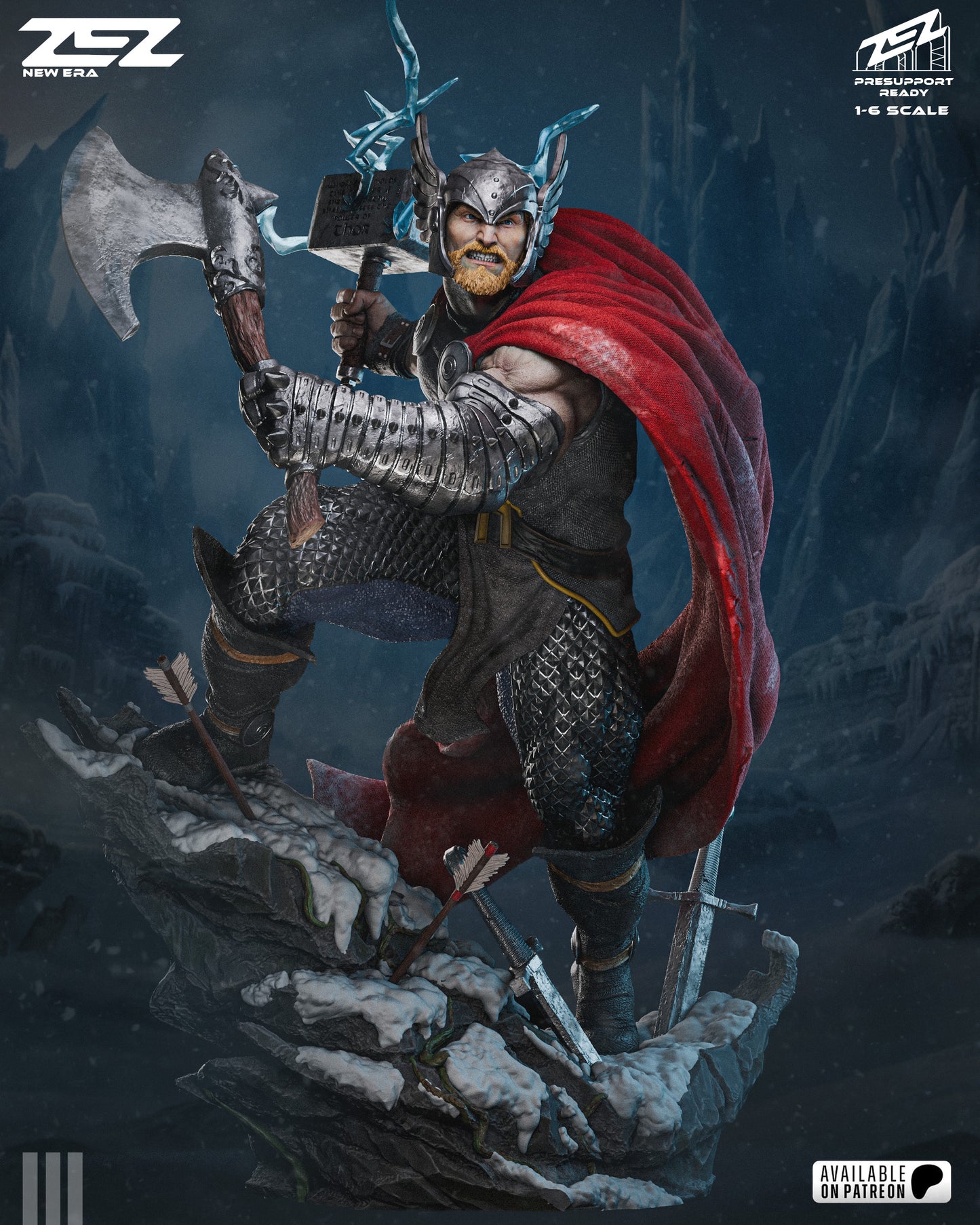 Thor Sculpture (75mm to 500mm) - Unassembled/Unpainted/3D Print
