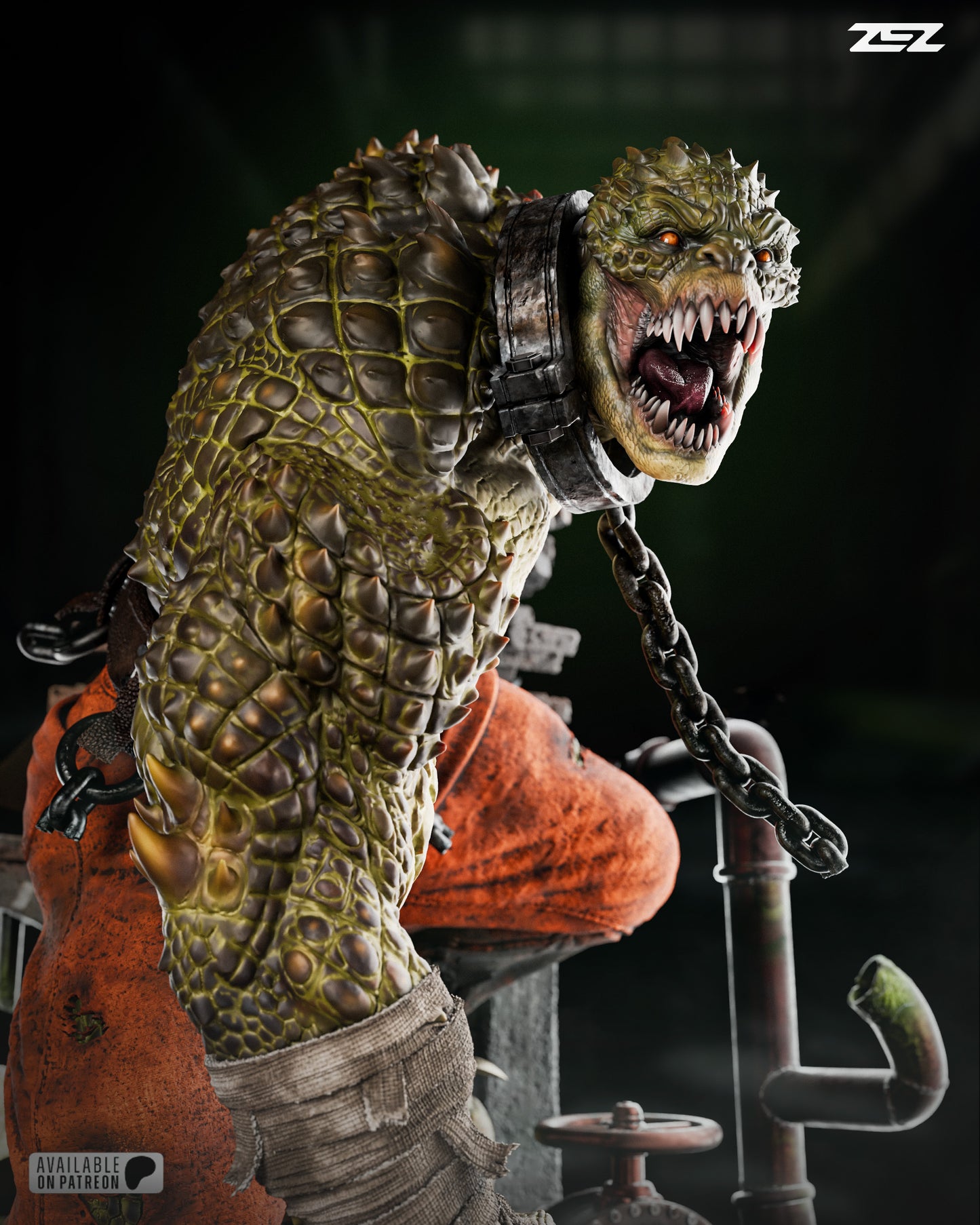 Killer Croc Sculpture (75mm -500mm) Unassembled - Unpainted - 3D Print