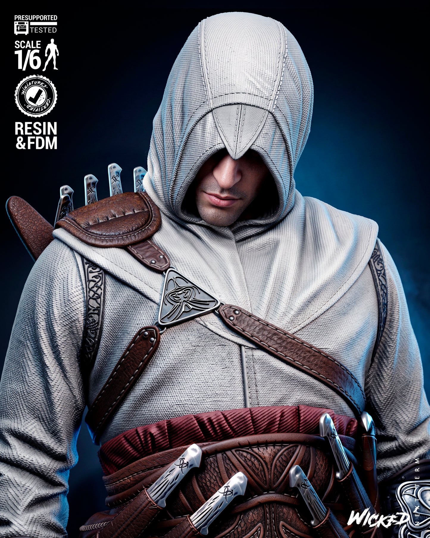 Altaïr Ibn-La’Ahad Sculpture (75mm to 500mm) - Assassins Creed -Unassembled/Unpainted/3D Print