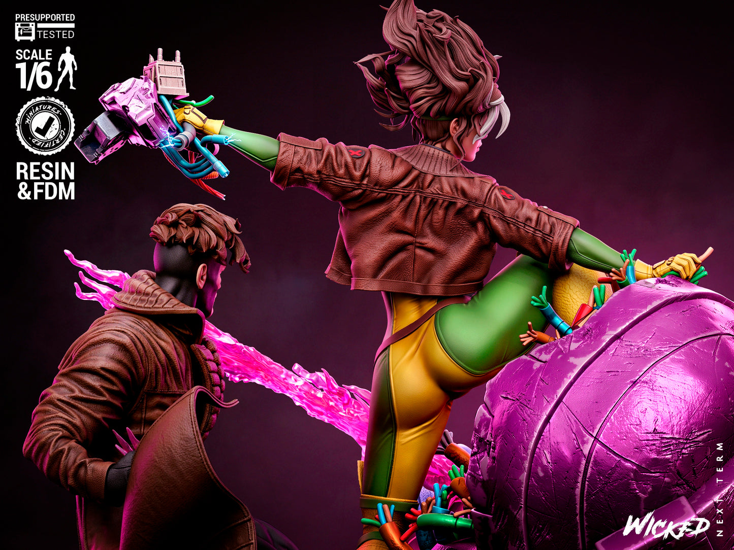 Rogue & Gambit Diorama (75mm to 500mm) - Unassembled/Unpainted/3D Print