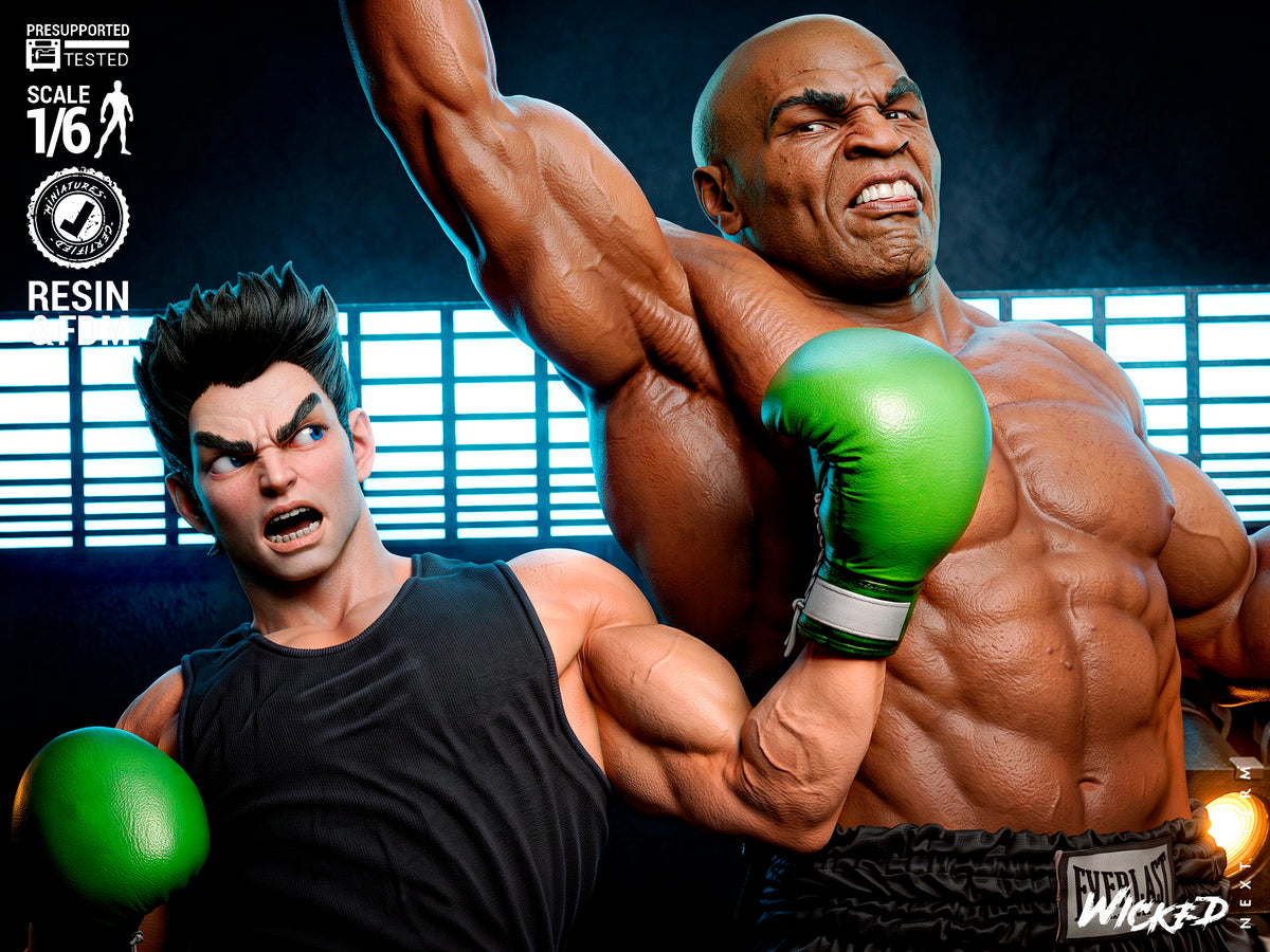Mike Tyson vs Little Mac Diorama(75mm to 500mm) - Unassembled/Unpainted/3D Print