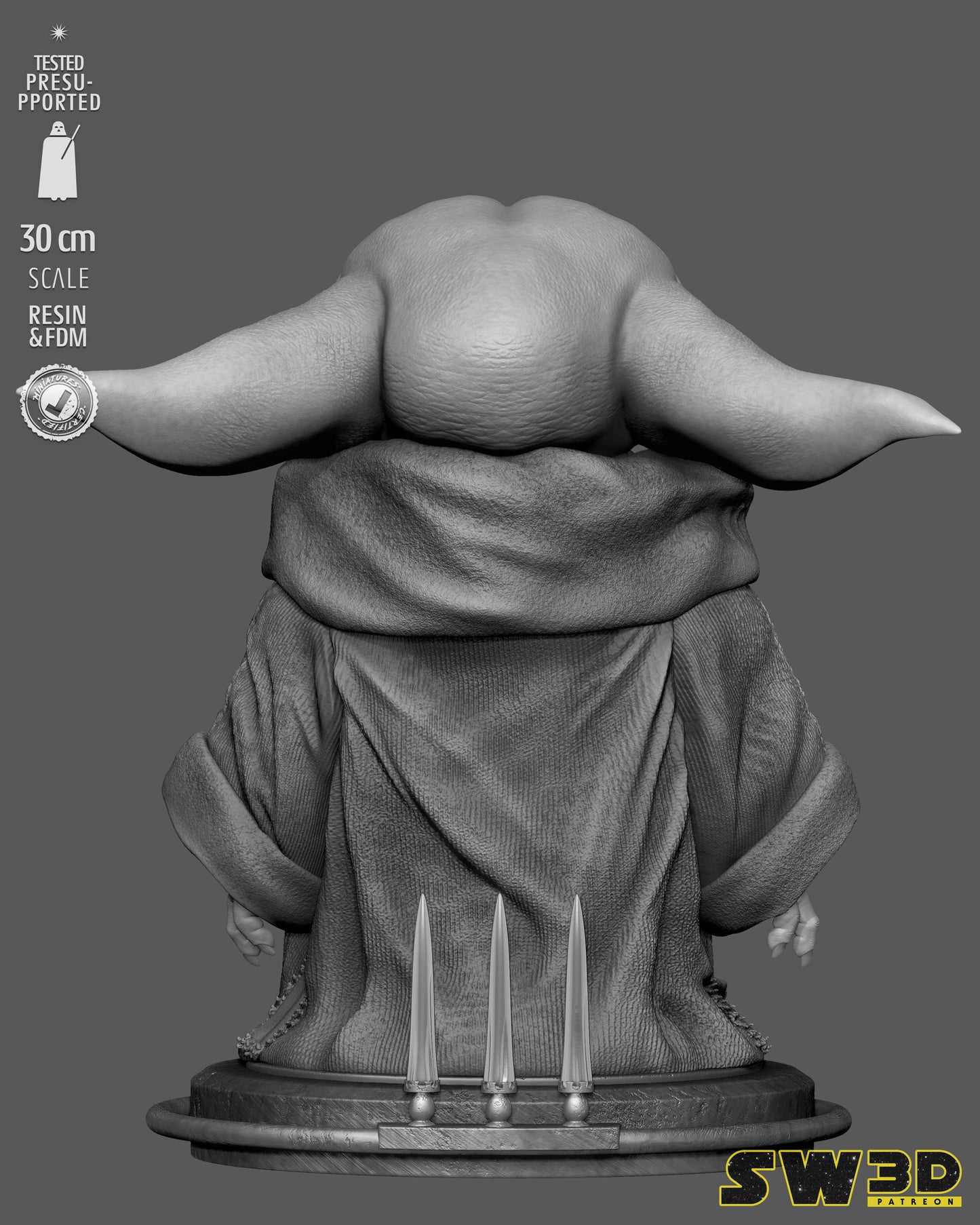Grogu Sculpture(75mm to 500mm) - Unassembled/Unpainted/3D Print