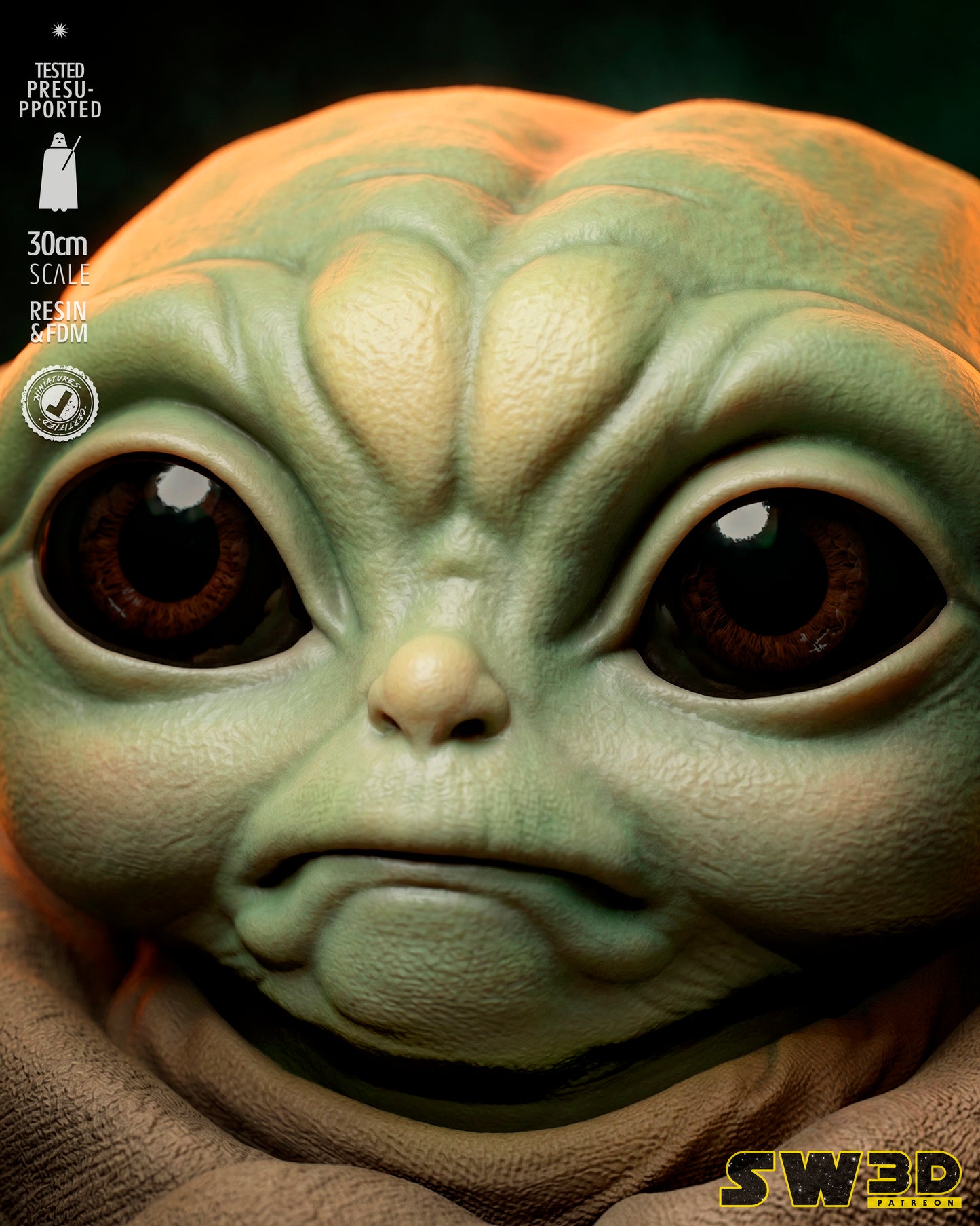 Grogu Sculpture(75mm to 500mm) - Unassembled/Unpainted/3D Print