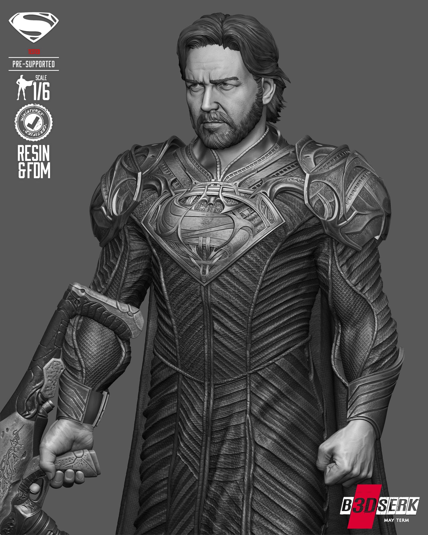 Jor-El Sculpture (75mm to 500mm) - Unassembled/Unpainted/3D Print