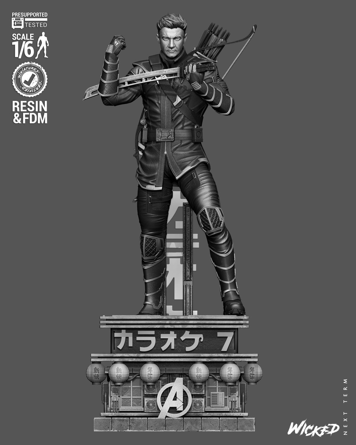 Clint Barton as Ronin V2 Sculpture (75mm to 500mm) - Unassembled/Unpainted/3D Print