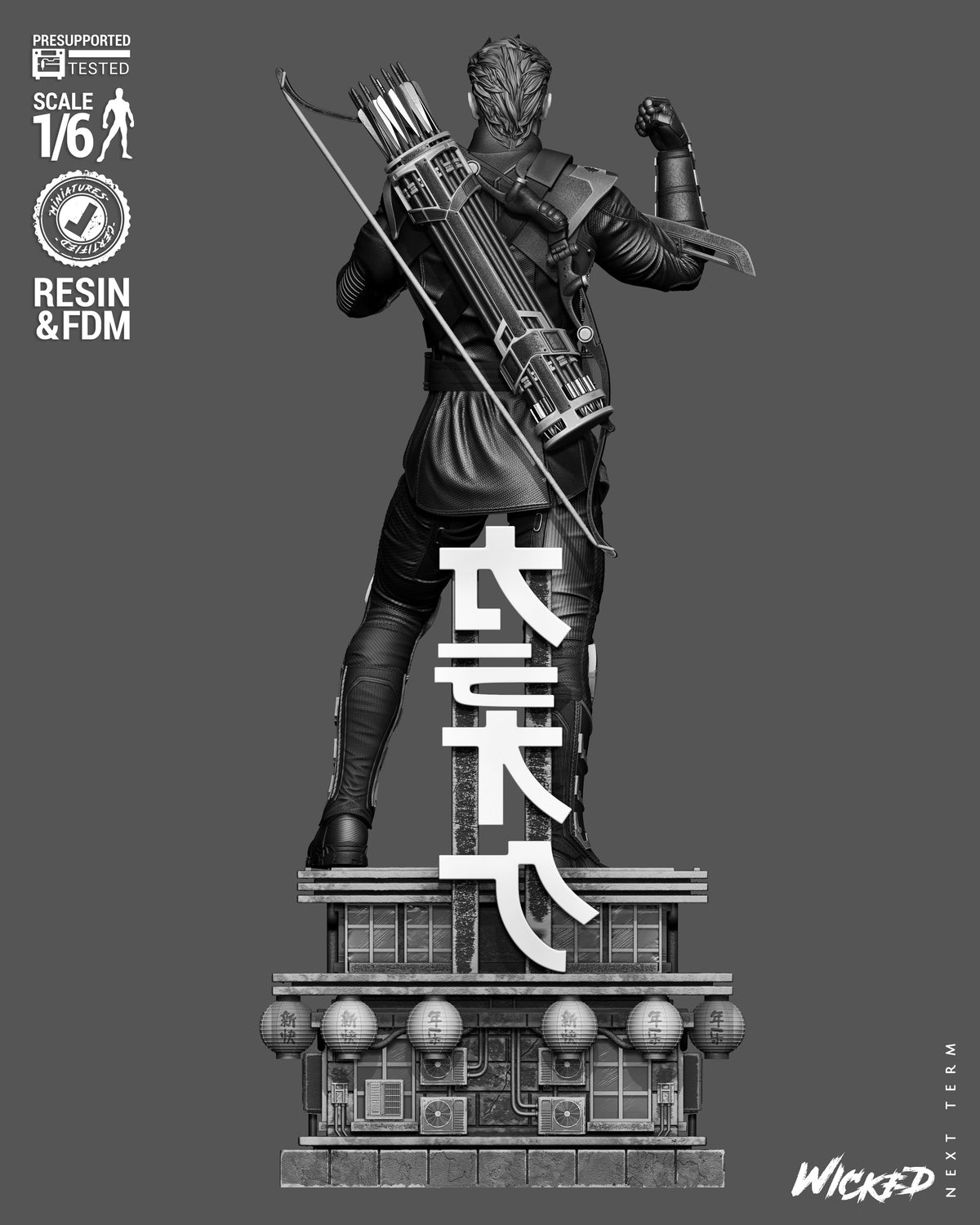 Clint Barton as Ronin V2 Sculpture (75mm to 500mm) - Unassembled/Unpainted/3D Print