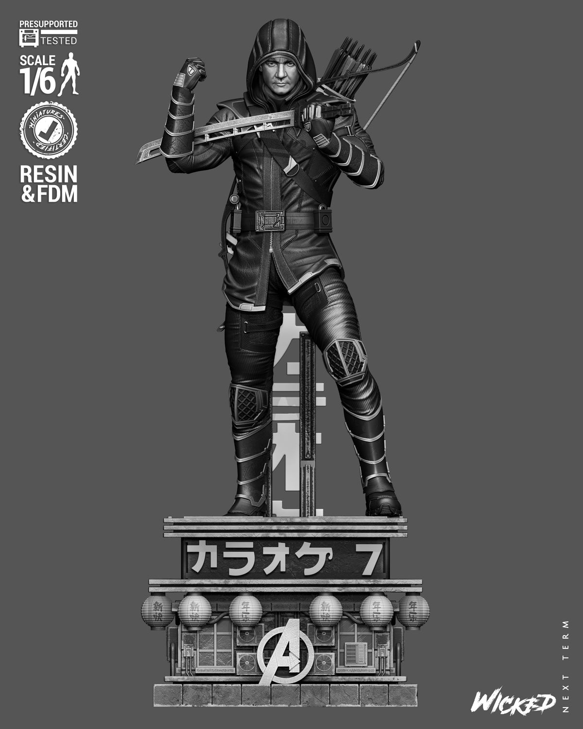 Clint Barton as Ronin V2 Sculpture (75mm to 500mm) - Unassembled/Unpainted/3D Print