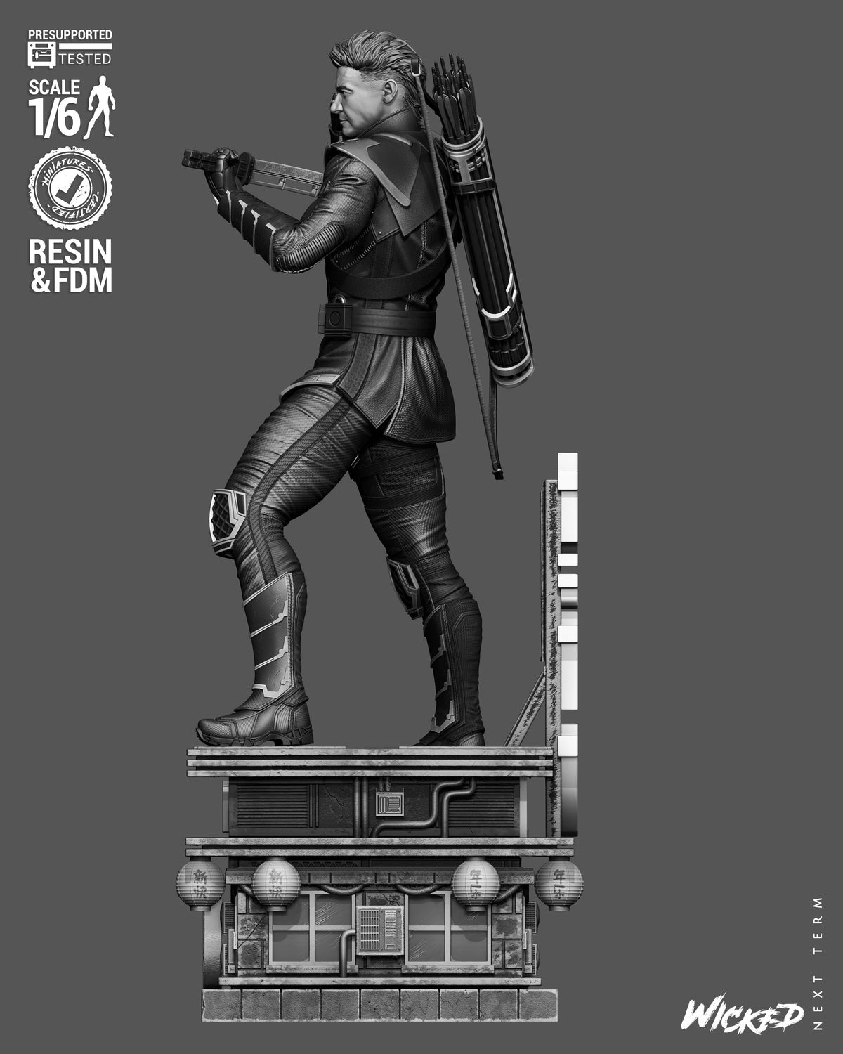 Clint Barton as Ronin V2 Sculpture (75mm to 500mm) - Unassembled/Unpainted/3D Print