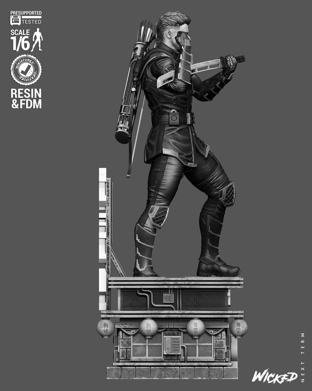 Clint Barton as Ronin V2 Sculpture (75mm to 500mm) - Unassembled/Unpainted/3D Print
