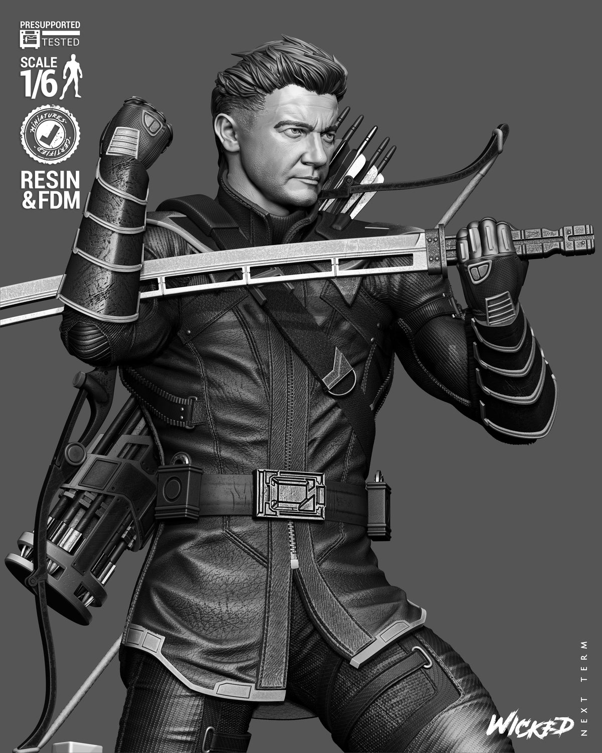 Clint Barton as Ronin V2 Sculpture (75mm to 500mm) - Unassembled/Unpainted/3D Print