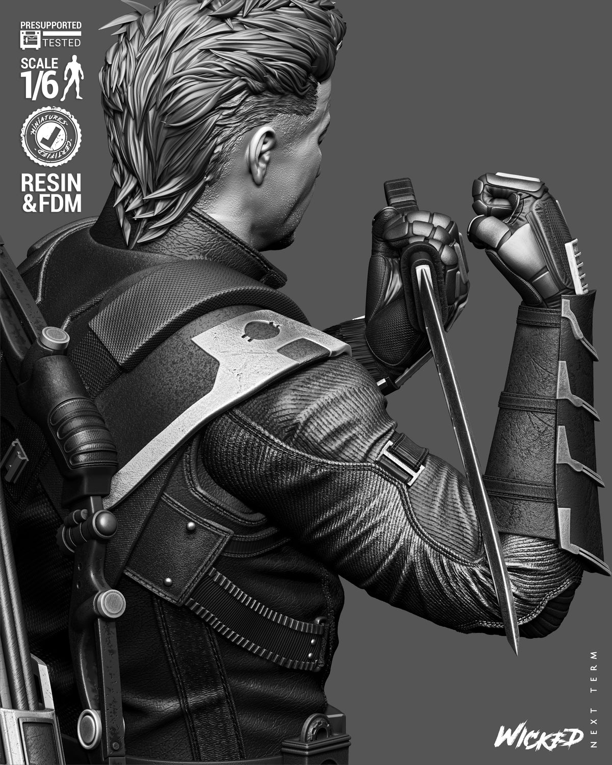 Clint Barton as Ronin V2 Sculpture (75mm to 500mm) - Unassembled/Unpainted/3D Print