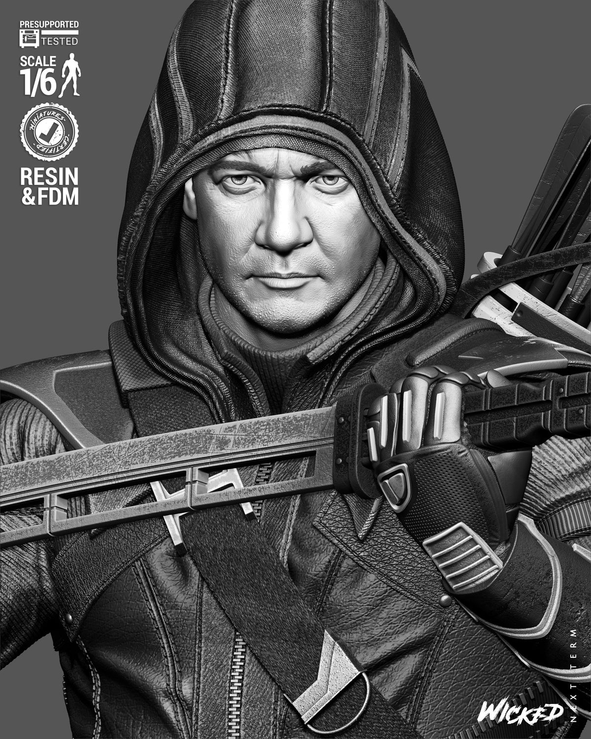 Clint Barton as Ronin V2 Sculpture (75mm to 500mm) - Unassembled/Unpainted/3D Print