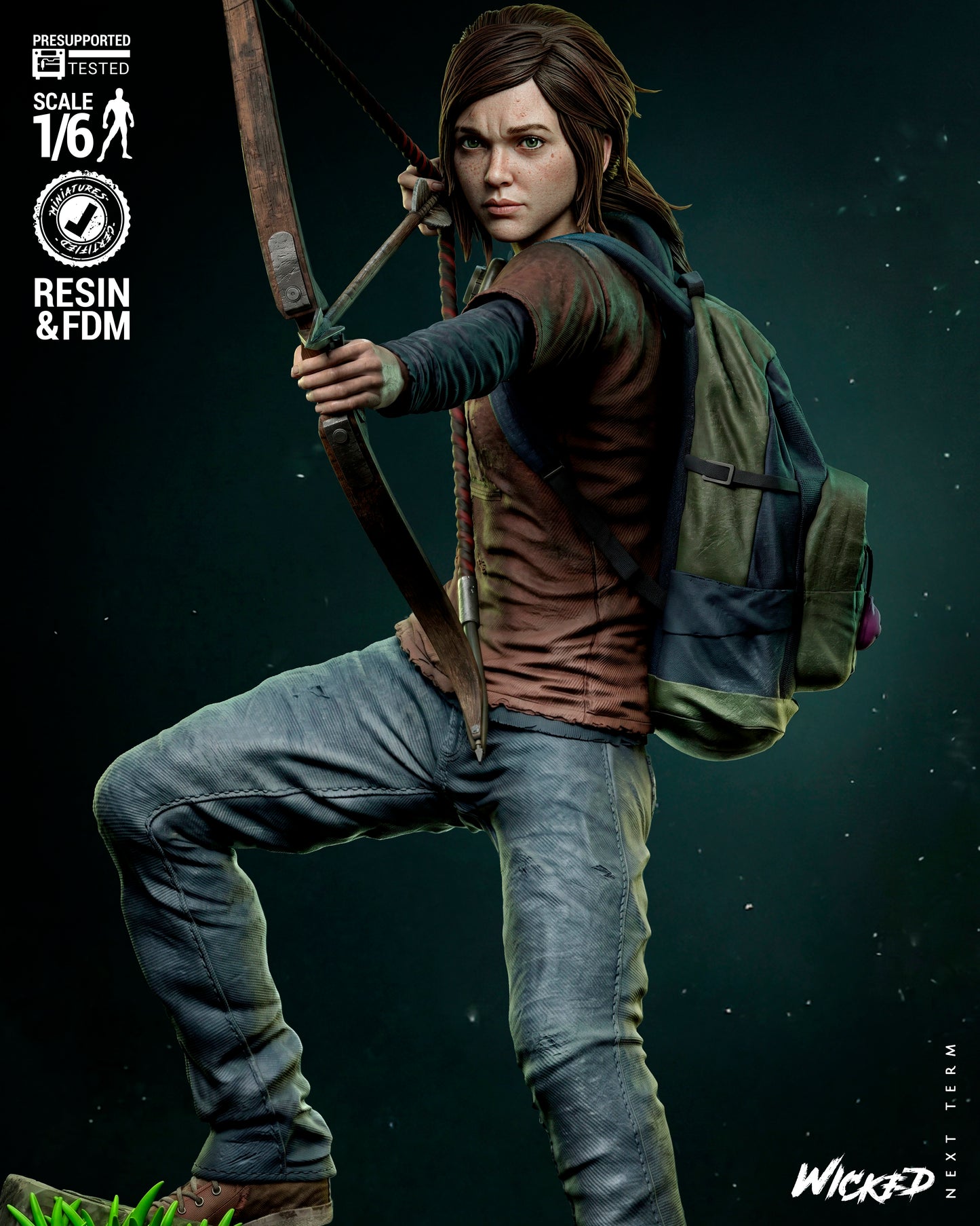 Ellie: The Last of US Sculpture (75mm to 500mm) - Unassembled/Unpainted/3D Print