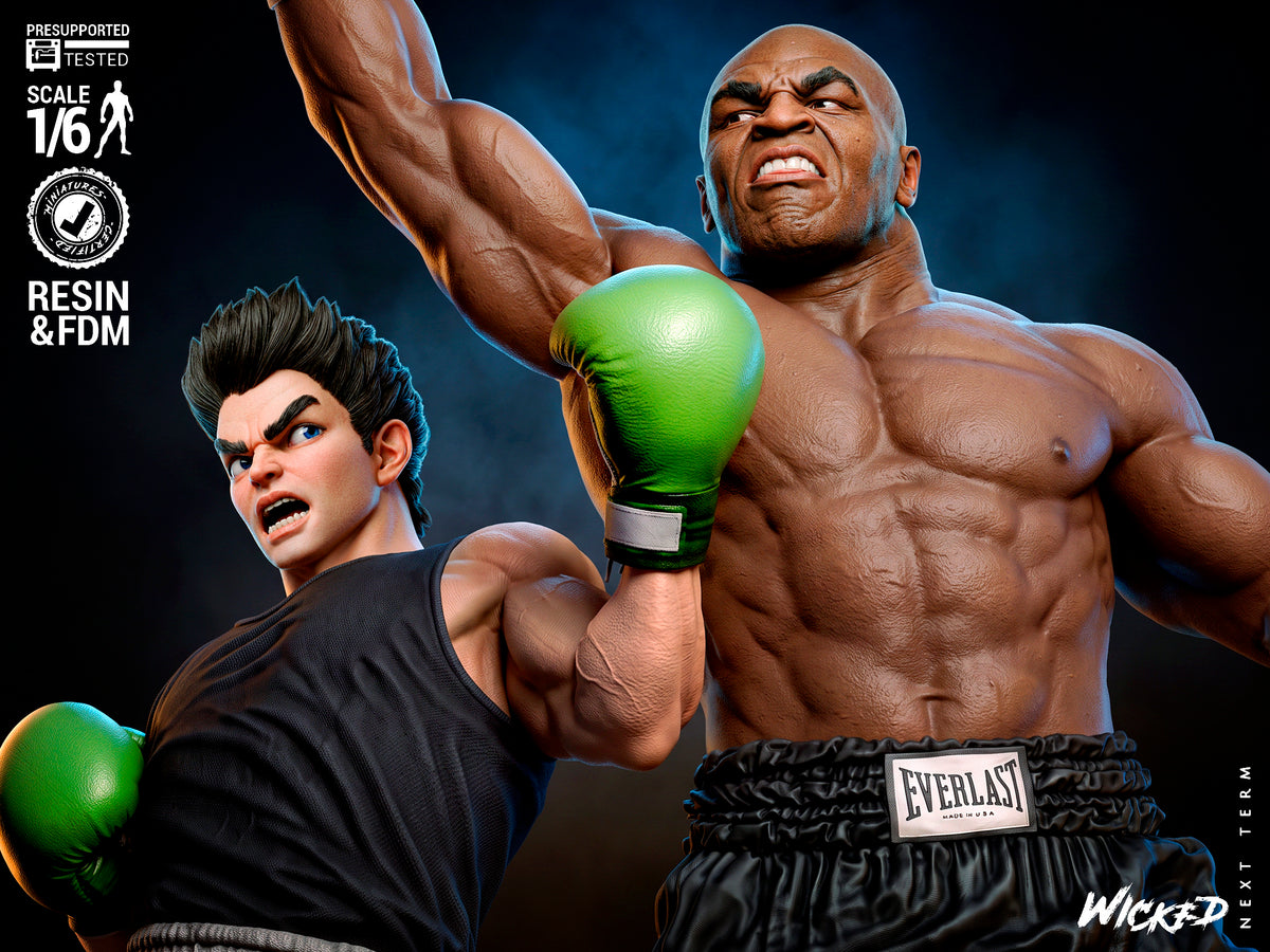 Mike Tyson vs Little Mac Diorama(75mm to 500mm) - Unassembled/Unpainted/3D Print