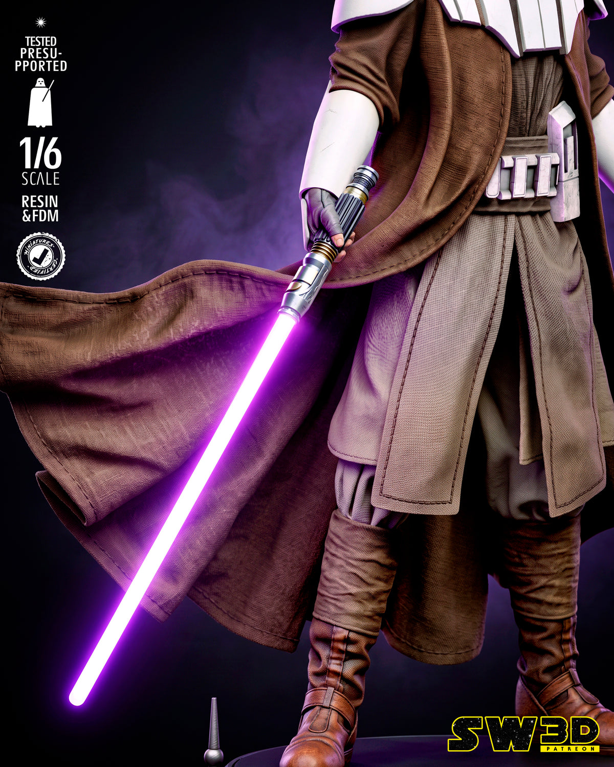 Mace Windu Sculpture (75mm to 500mm) - Unassembled/Unpainted/3D Print