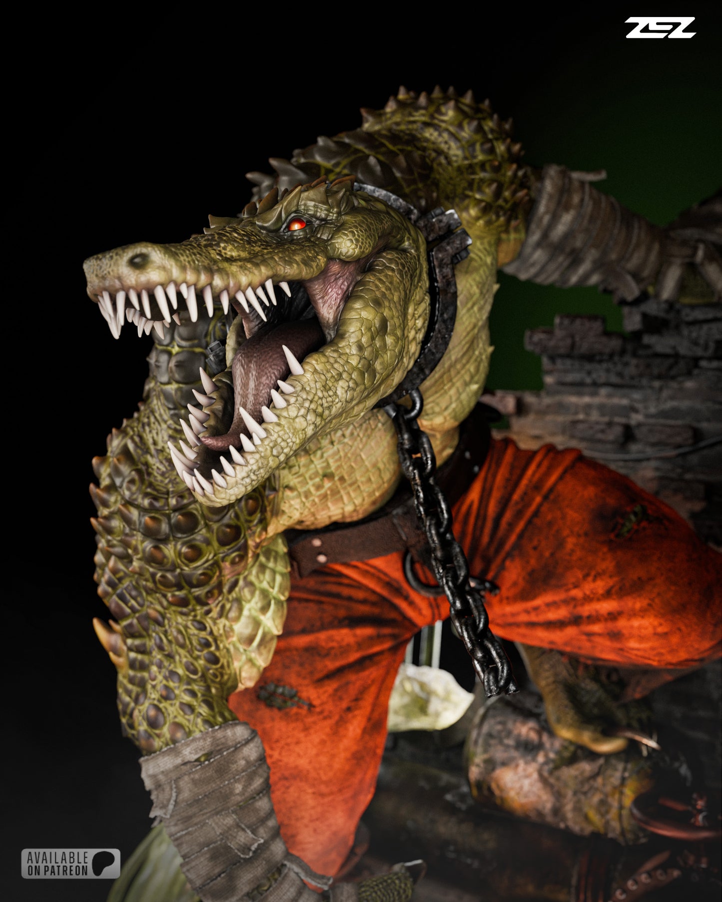 Killer Croc Sculpture (75mm -500mm) Unassembled - Unpainted - 3D Print