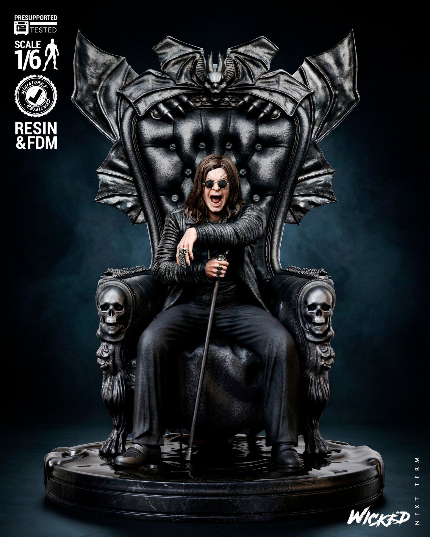 Ozzy Osbourne Sculpture (75mm to 500mm) Unassembled/Unpainted/3D Print